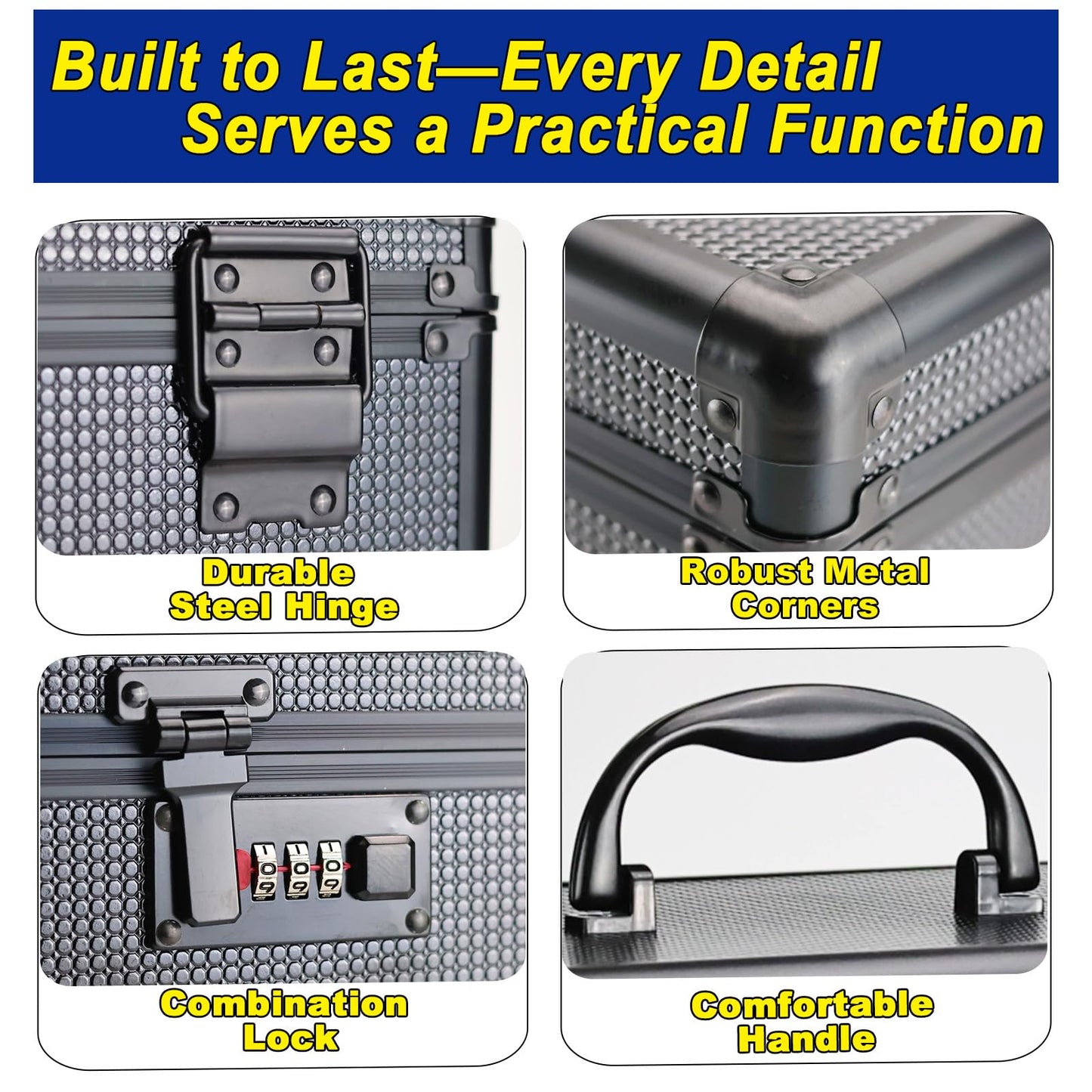Pogianhae Combination Lock Storage Box with Handle – Multipurpose Locking Case for Office, Home & Outdoor Use, Secure Storage for Accessories