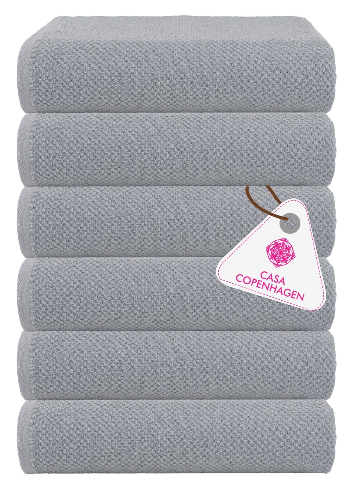 CASA COPENHAGEN Popcorn Textured 6-Piece Small Bath Towel Set - Grey Violet, 550 gsm, 6-piece small bath towels