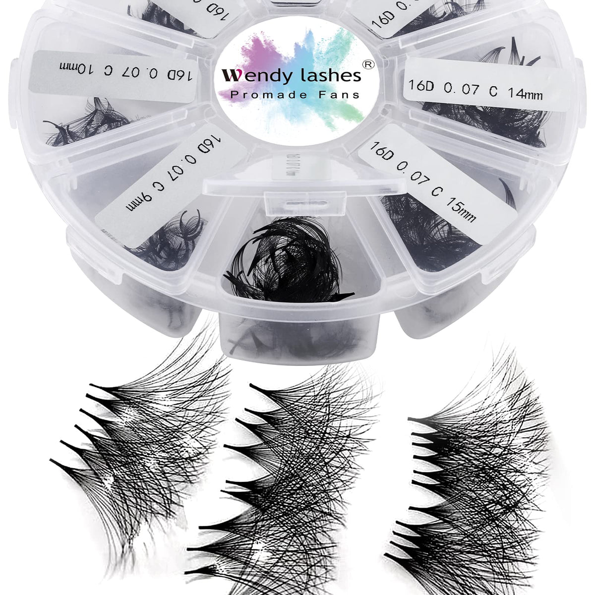 Pre Made Fan Eyelash Extensions 16D 0.07mm D Curl 500 Fans 9-16mm Mixed Tray Premium Premade Fans Volume Russian Lash Extensions Handmade Promade
