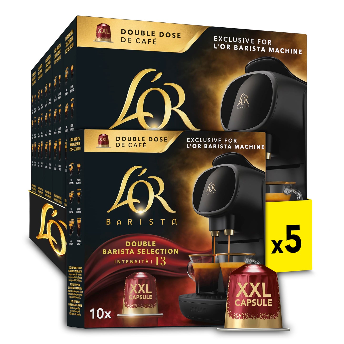 L?OR BARISTA Double Barista Selection XXL Aluminium Coffee Capsules (5 X 10 Pods) Intensity 13