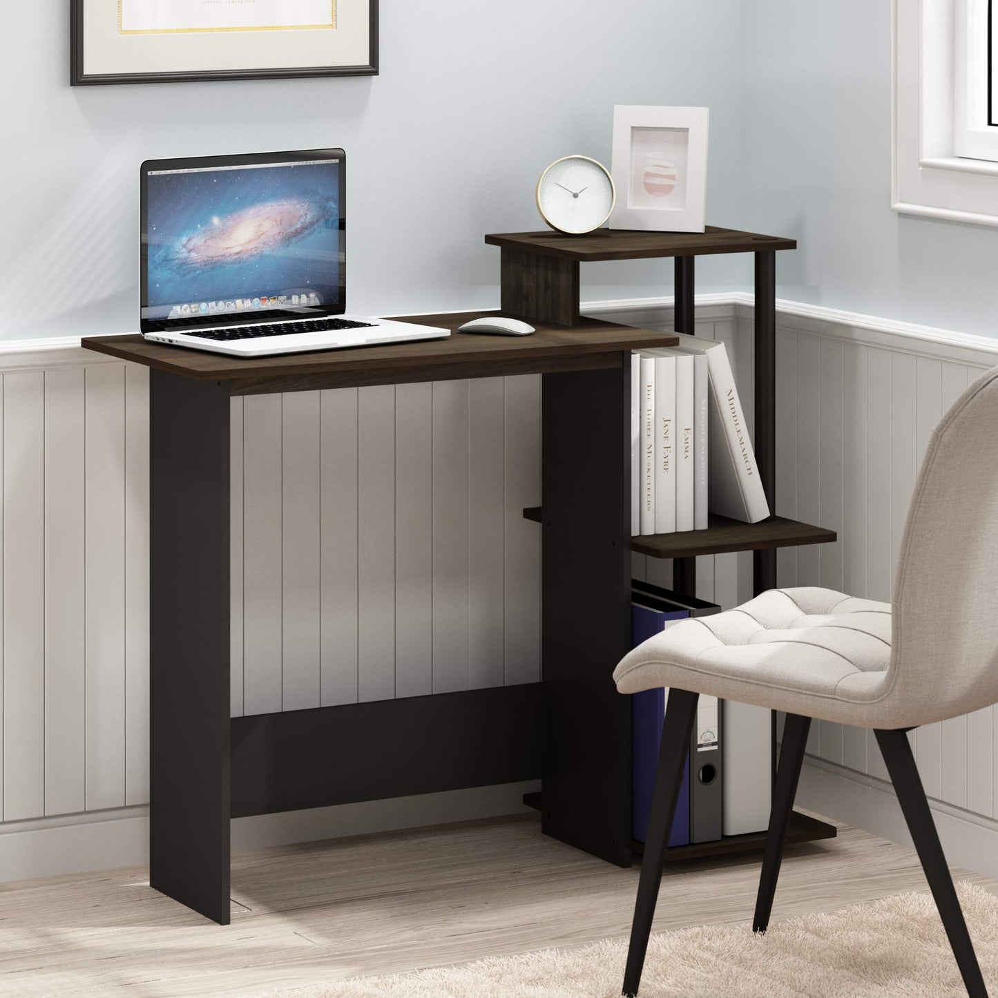 Furinno Efficient Home Laptop Notebook Computer Desk, Study Desk, Writing Desk, Columbia Walnut/Brown