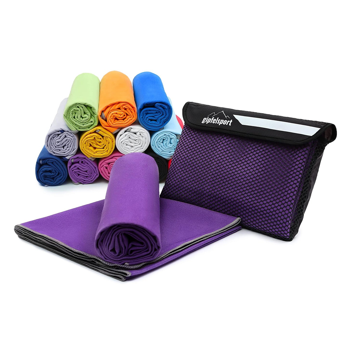 gipfelsport Microfibre towel | Microfibre bath towel, travel towel, beach towel | Quick-drying, ultra-light, space-saving | Purple | L(140x70cm)