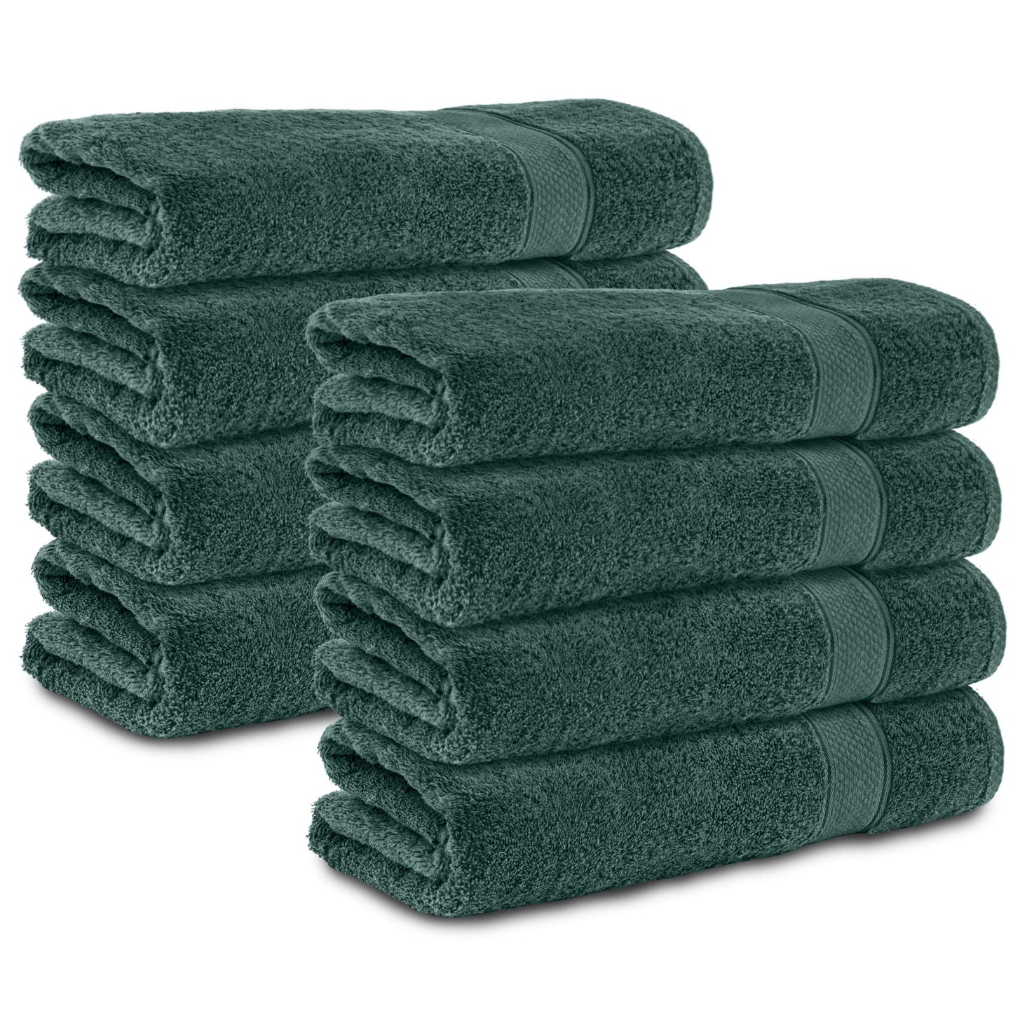 Komfortec Set of 8 Hand Towels 50 x 100 cm 100% Cotton Terry Cloth Soft Dark Green