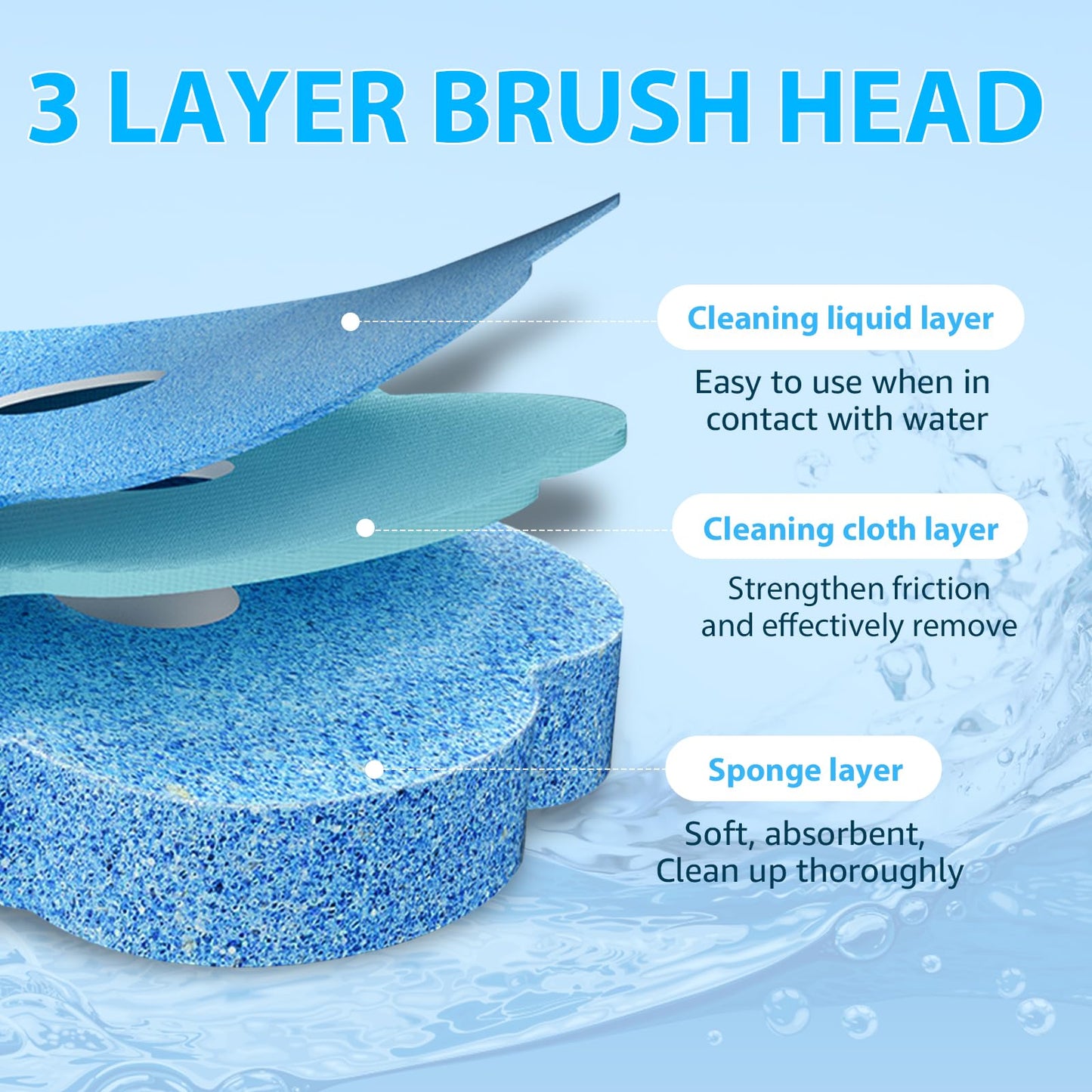96 pcs Disposable Toilet Brush Refills 96 Sponge Brush Heads with Built-in Cleaning Solution