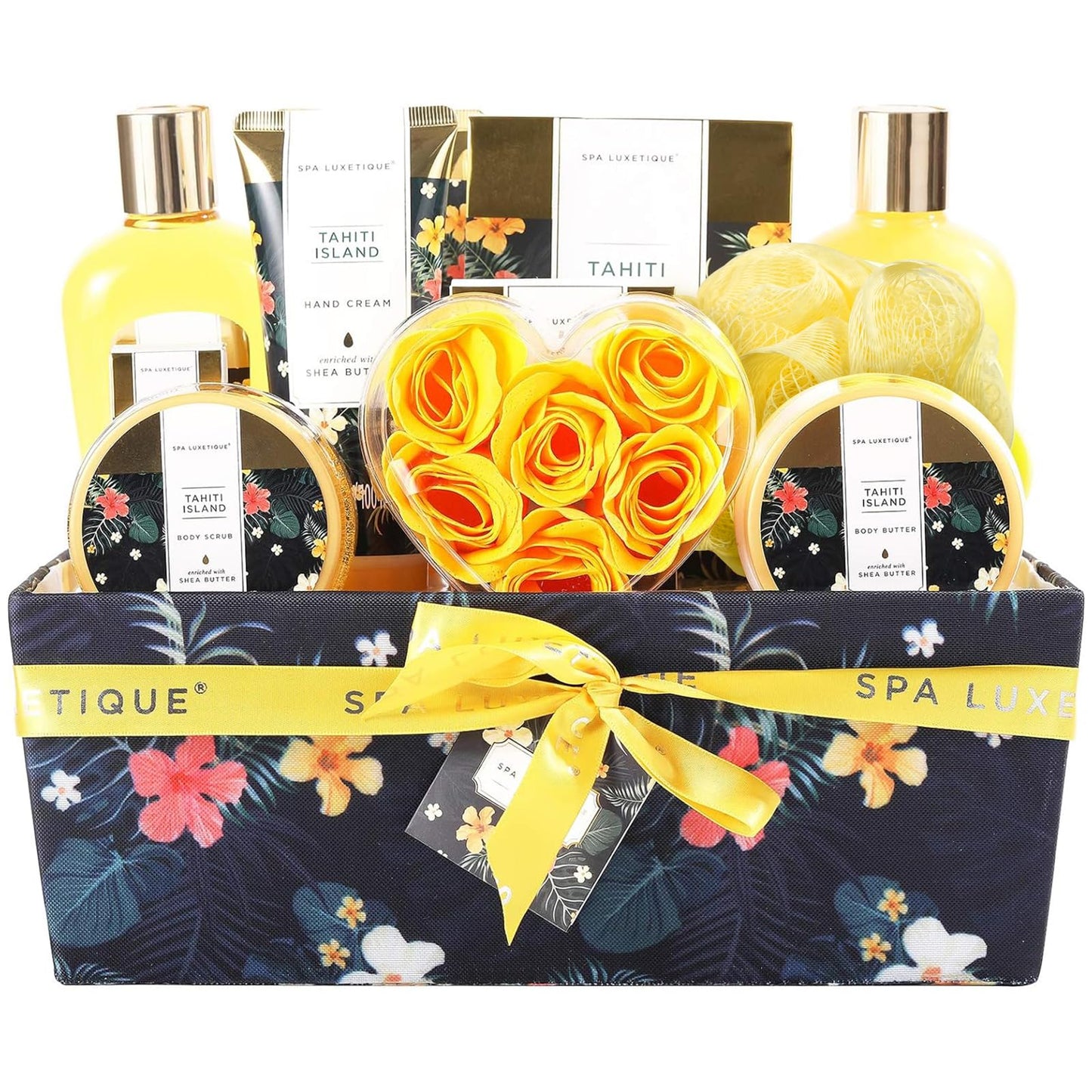 Spa Luxetique Spa Gift Sets, 12pcs Tahiti Island Relaxing Bath Sets for Women Gifts with Essential Oil,Body Butter,Bubble Bath,Pamper Hamper Birthday