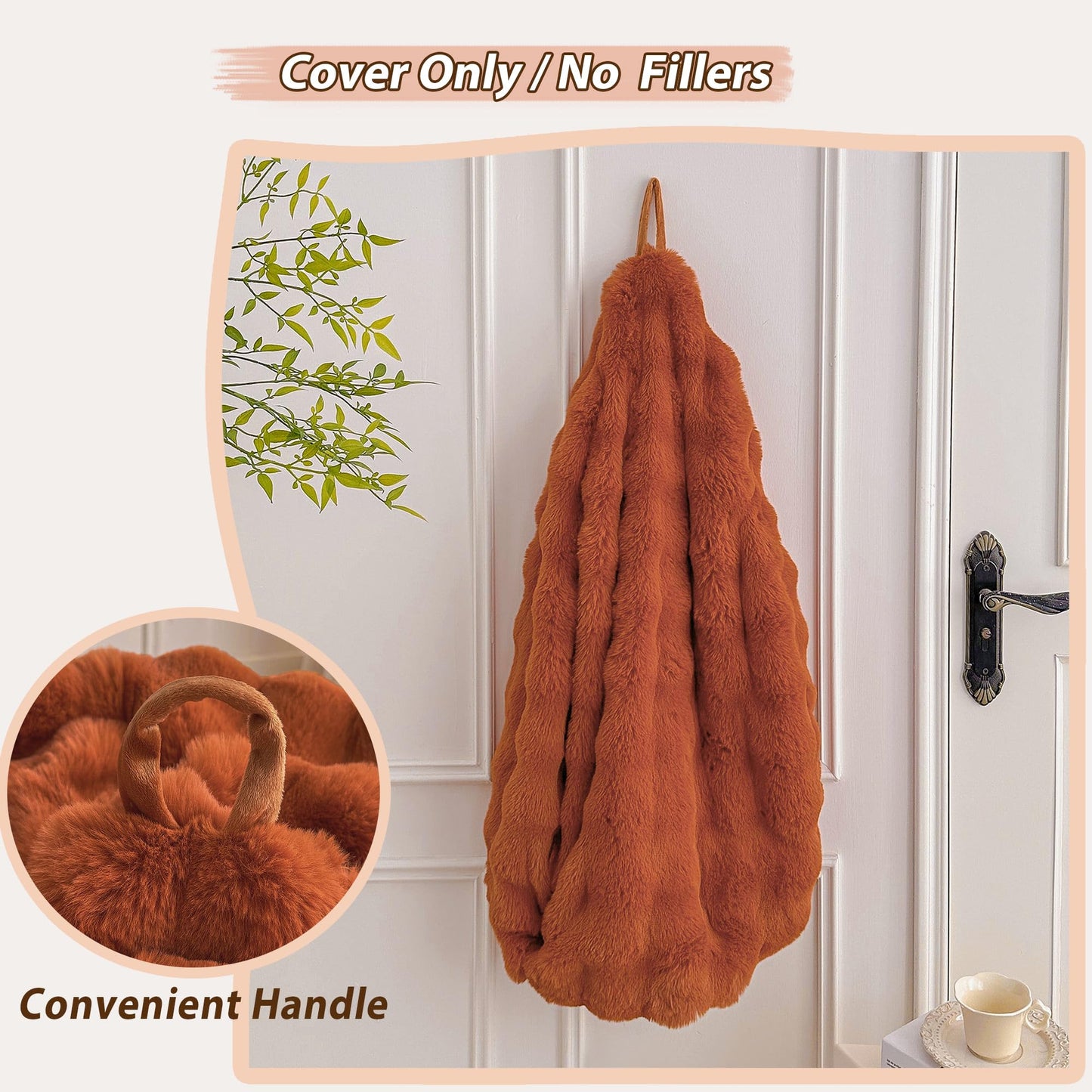 LIFEREVO Kids Faux Rabbit Fur Bean Bag Chair Cover, No Filler, Burnt Orange