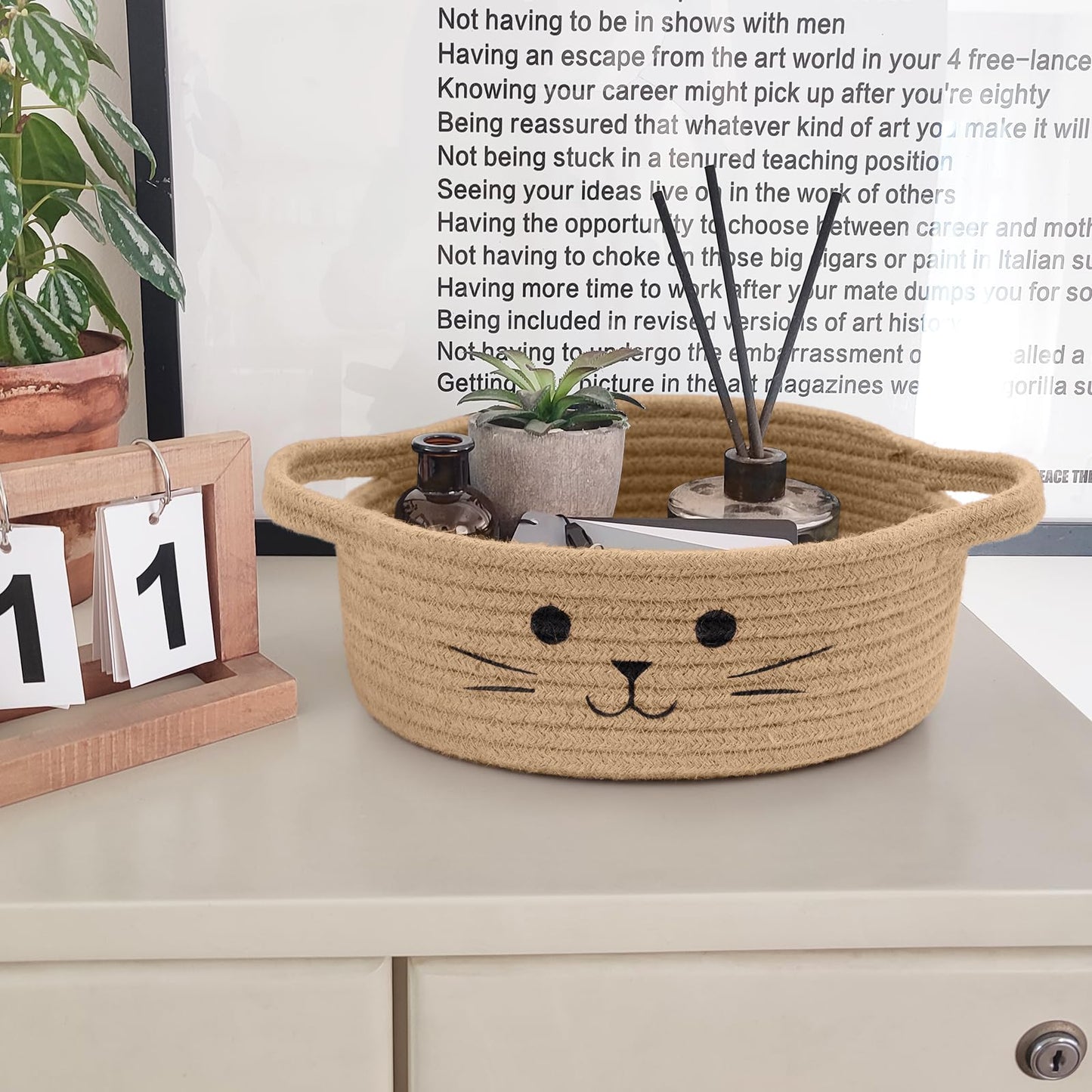 TIMEYARD Small Woven Rope Storage Basket Nursery Toy Basket Jute
