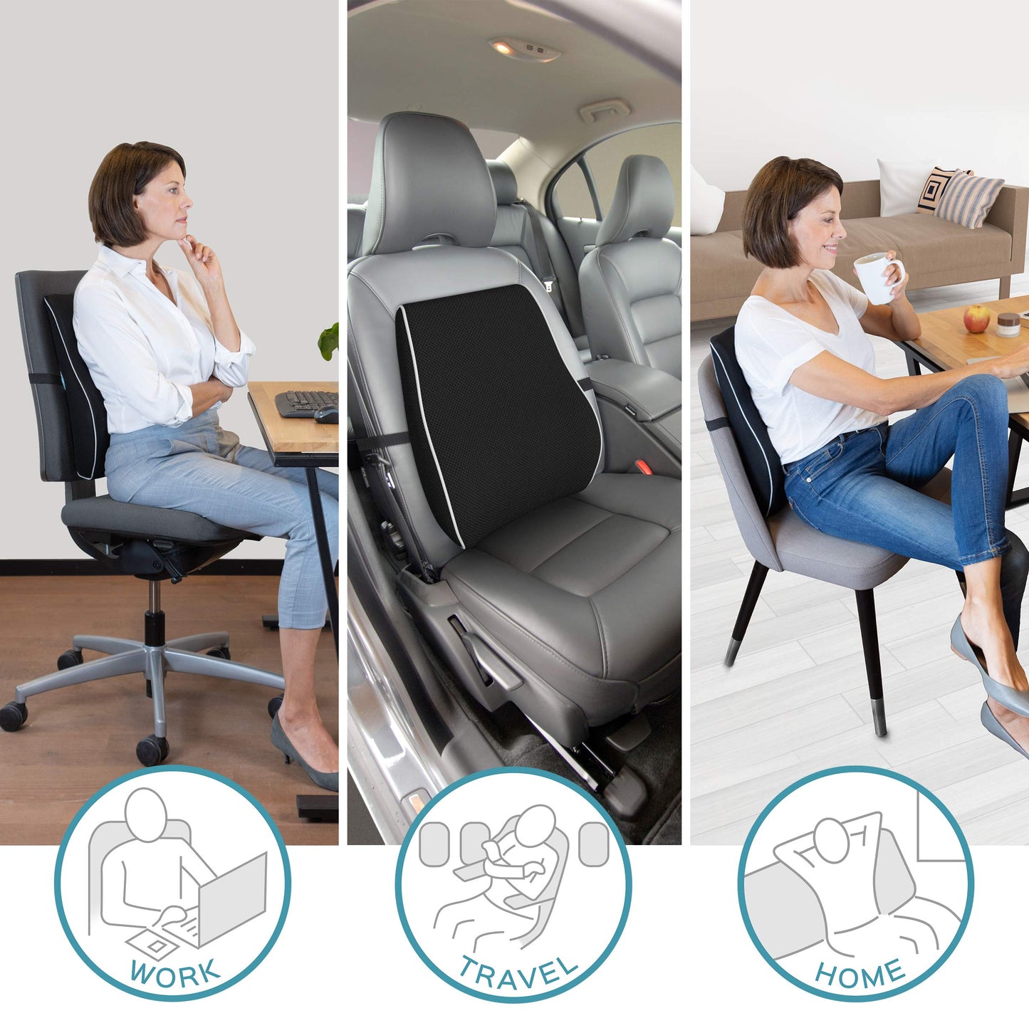 bonmedico Memory Foam Back Pillow for Office Chair Black