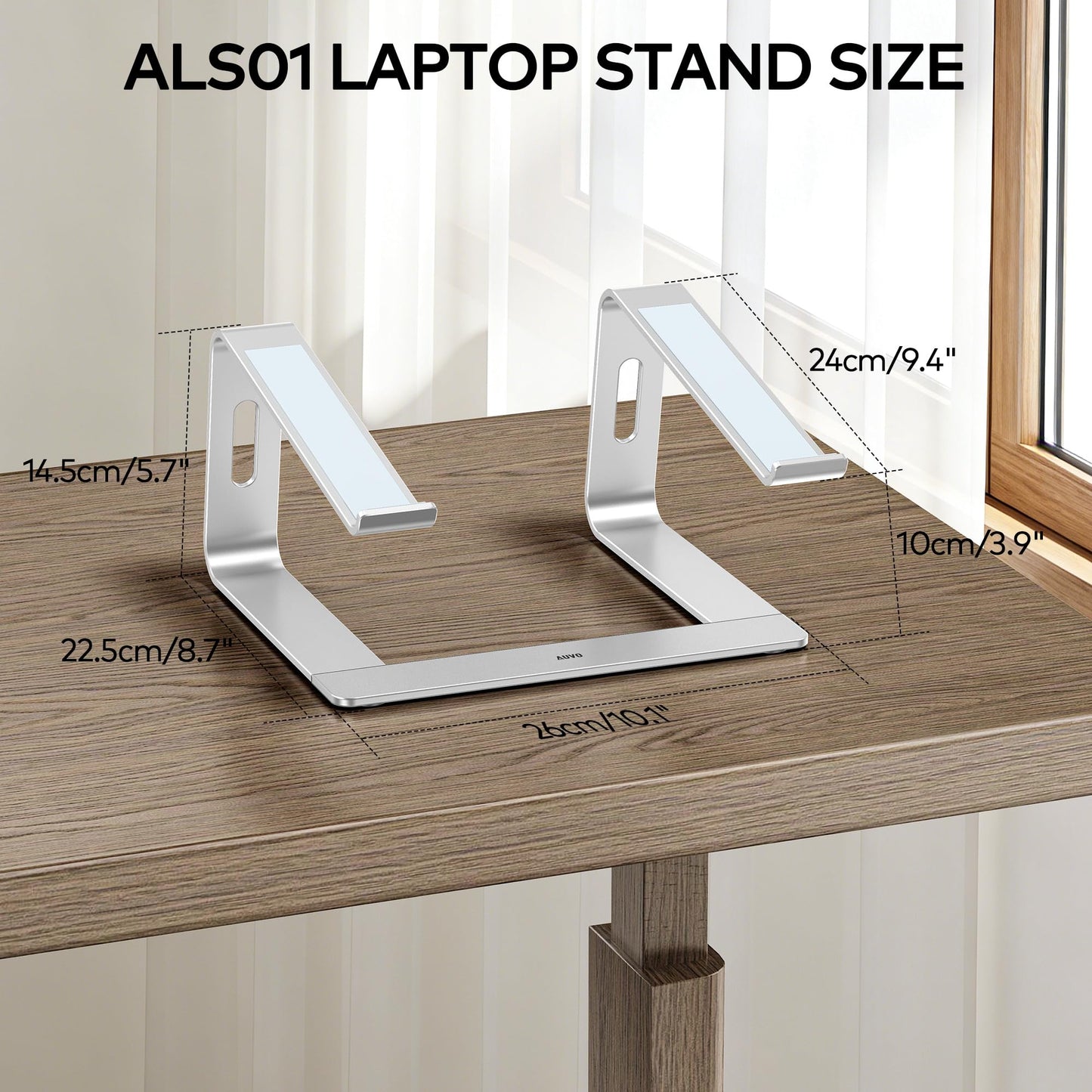 Auvo Laptop Stand, ALS01 Aluminum Laptop Holder Stand for Desk, Compatible with MacBook Air/Pro, Dell, HP, Lenovo and more 10-15.6 inch Laptops