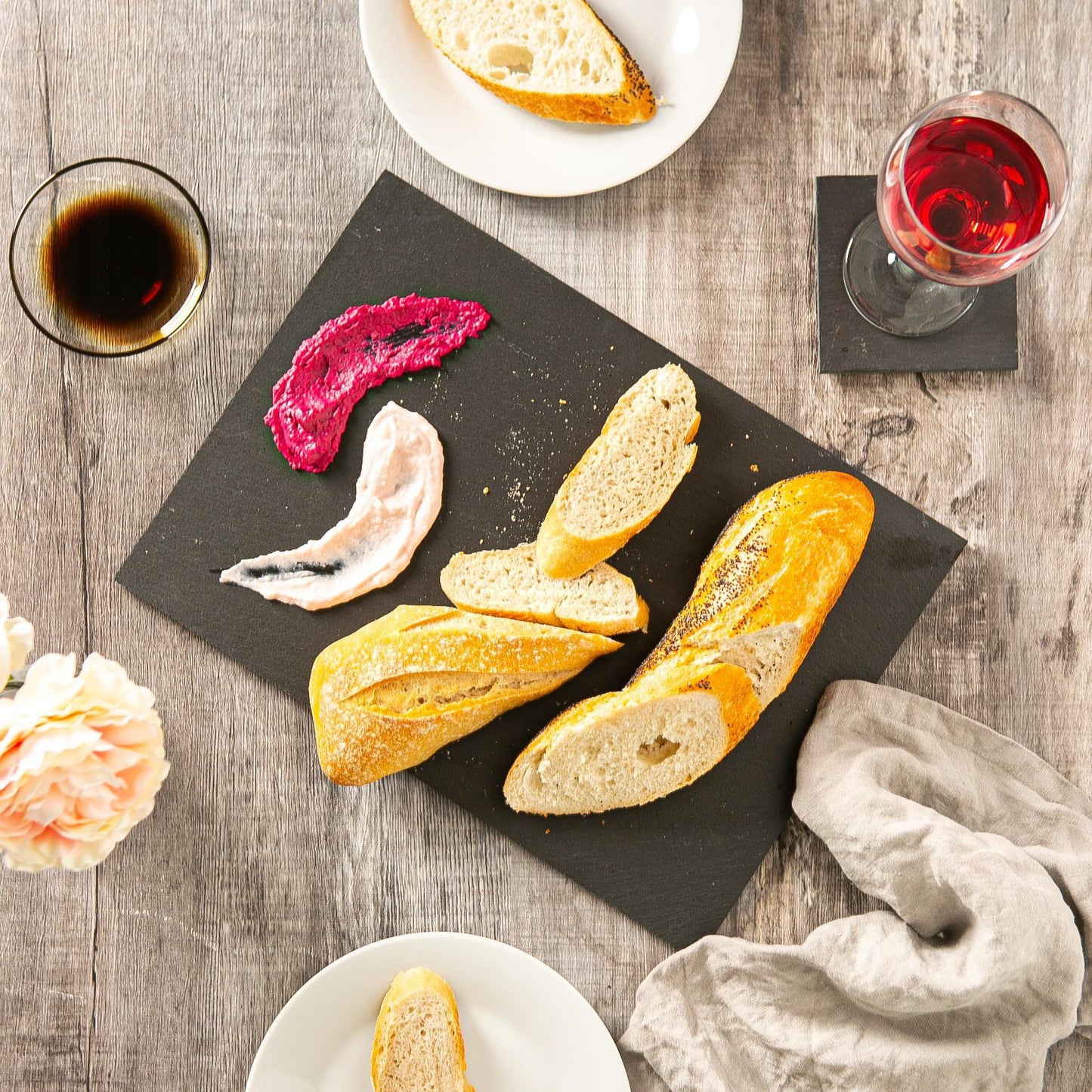 35cm x 25cm Black Rectangle Linea Slate Placemats - Pack of Six
