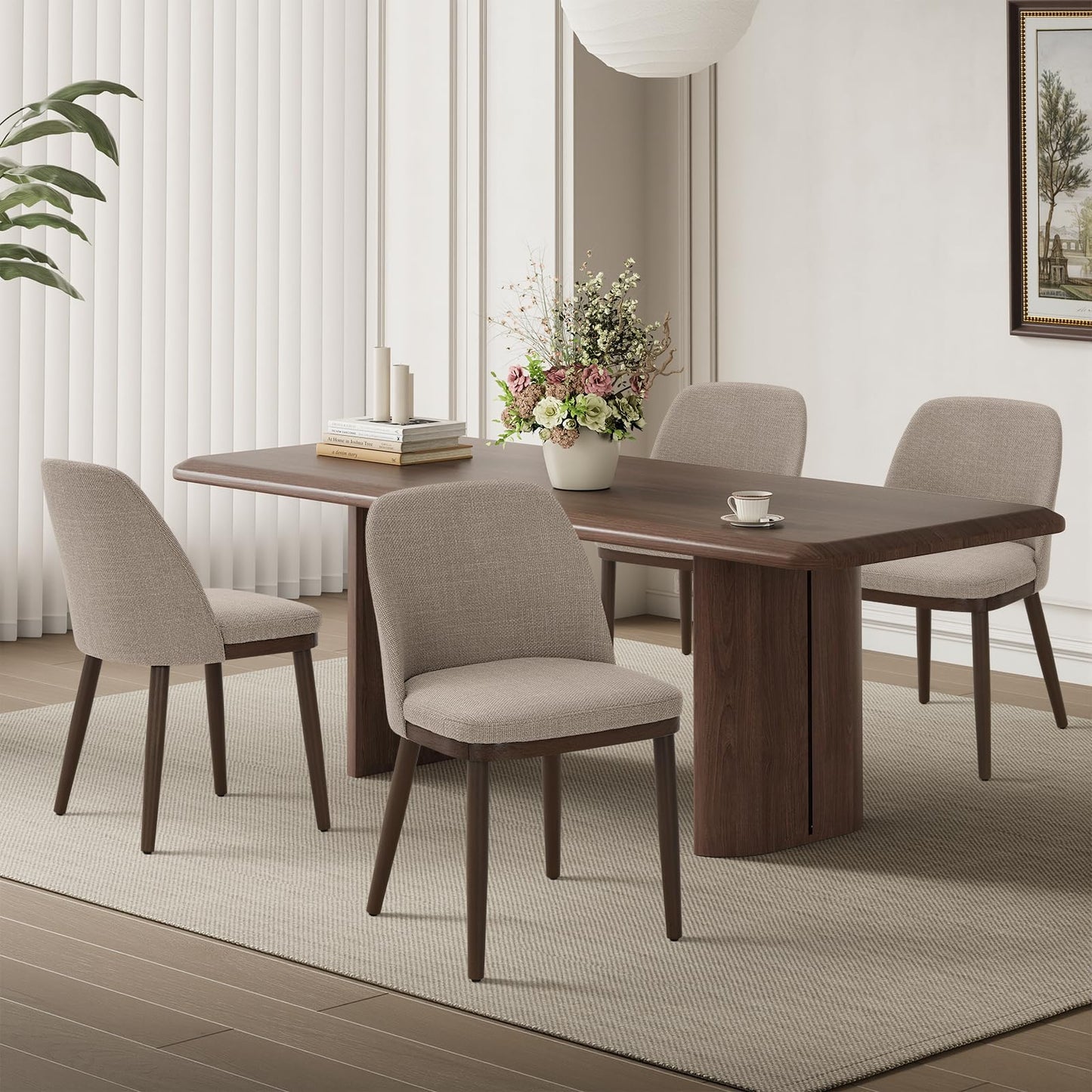 MALOL Thick Wood-base Dining Chairs Set of 4, Upholstered Kitchen Chairs with Solid Wood Legs and Thick Seat Cushion