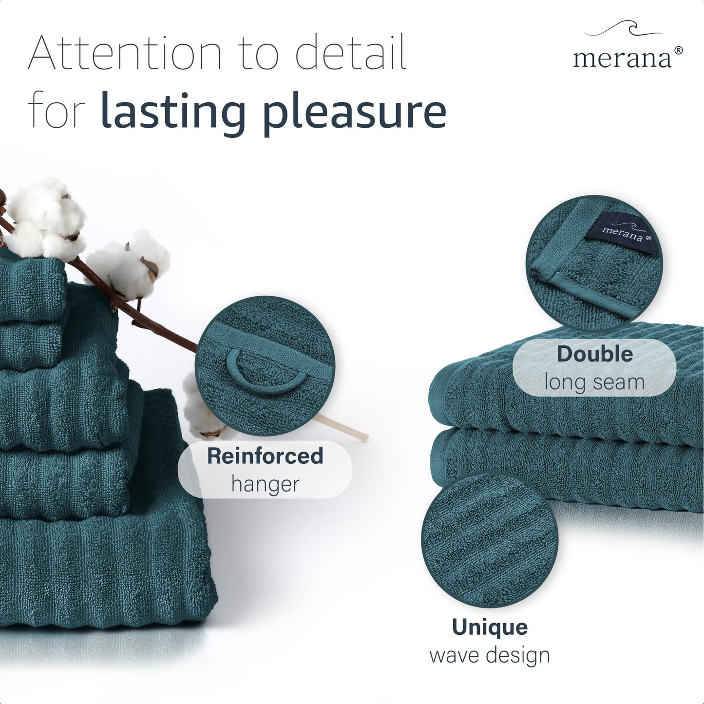 Merana OSLO towel set | quick-drying, soft & lint-free | terry luxury quality | 100% cotton terry | OEKO-TEX | 590 GSM | gift set Petrol Green