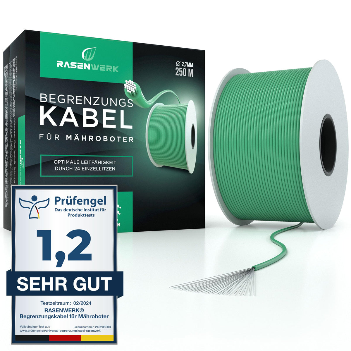 RASENWERK? - Universal Perimeter Wire for robotic lawnmower - Perimeter Wire for lawnmower - Tinned Copper Wire - Robotic Lawn Accessories - Made in