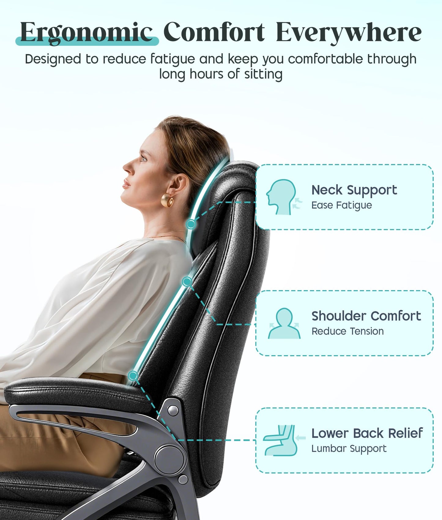 CHI ENERGY Executive Office Chair, Ergonomic Desk Chair with Padded Flip-up Armrests and Cushion