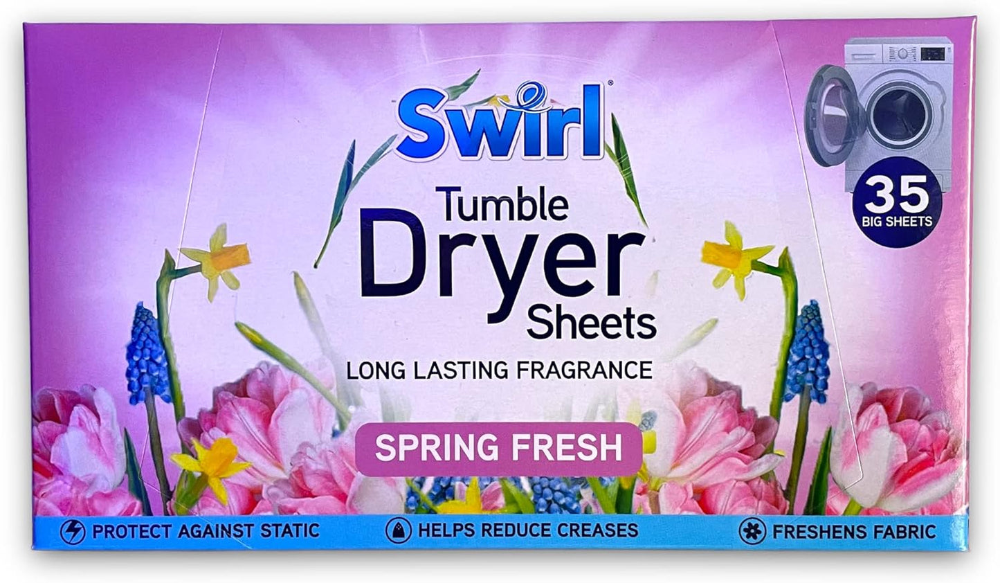 Tumble Dryer Sheets Spring Fresh Scent, 35 Sheets Per Pack