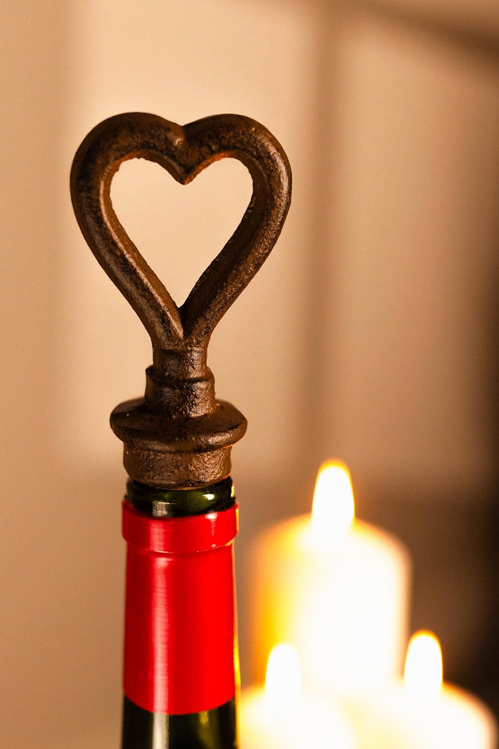 Modern Love Heart Shaped Bottle Stopper Vintage Style Cast Iron