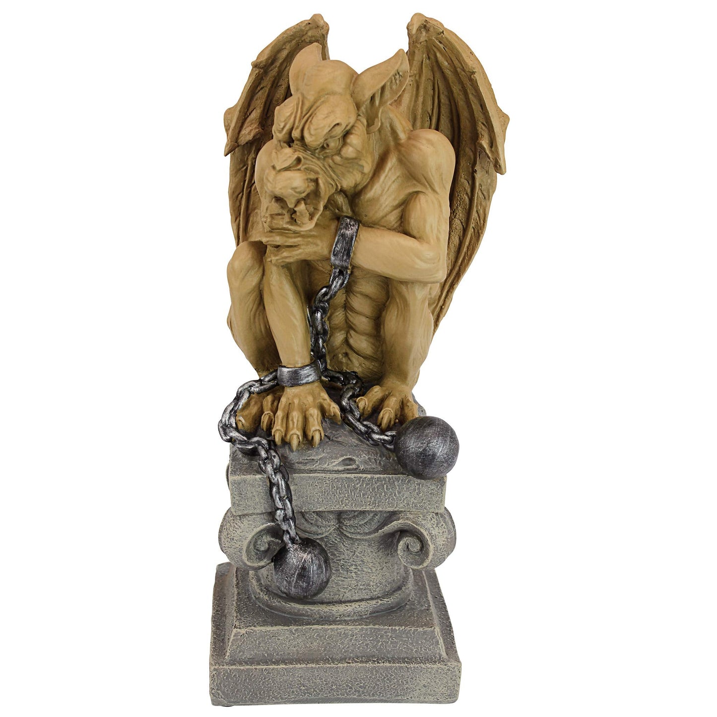 Design Toscano EU1026 Ball-And-Chain Dungeon Gargoyle Gothic Statue, 38 cm, Polyresin, Two Tone Stone