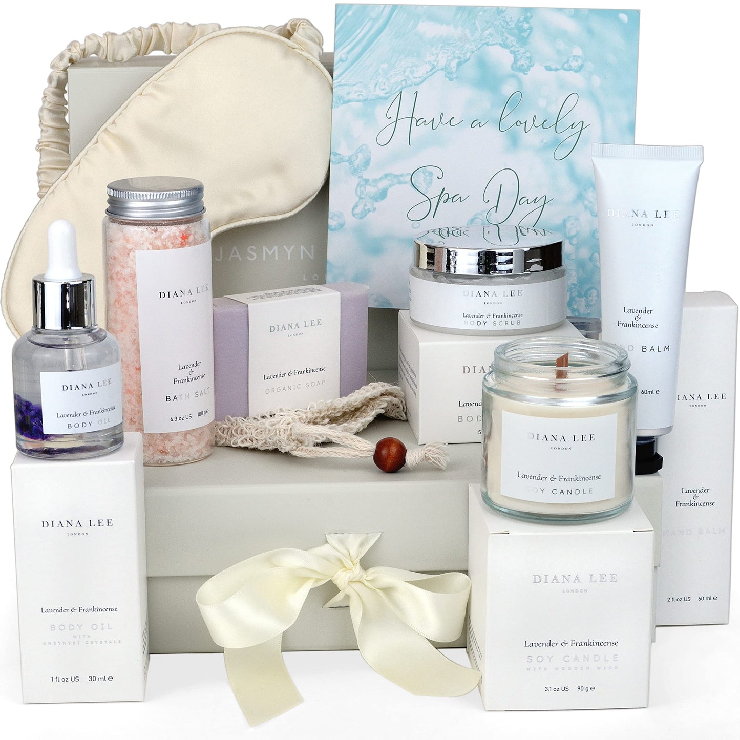 Jasmyn & Greene Relaxation Birthday Gifts for Women - Luxury Pamper Hamper Bath Set Gifts for Her with Lavender. Spa Sets for Mum with Organic Self