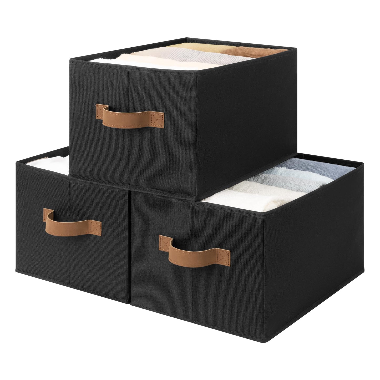 StorageWorks Wardrobe Storage Boxes, Storage Baskets for Organising Clothes, Wardrobe Organiser Boxes, Foldable Baskets for Shelves