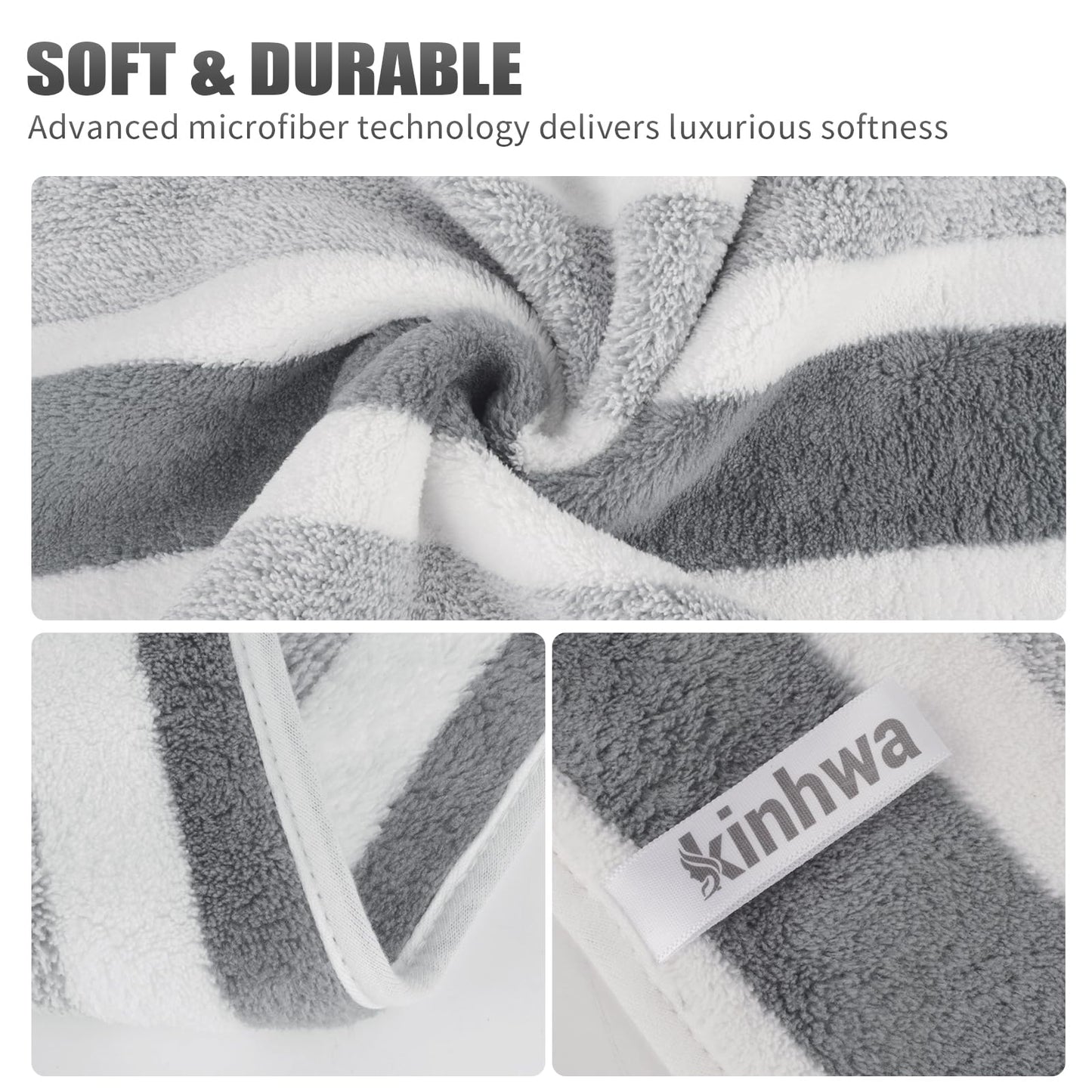KinHwa Microfibre Soft Hand Towels for Bathroom Abosorbent Small Guest Towels Thick Face Towels 30cm x 50cm Fast Drying Washcloth for Bath, Spa