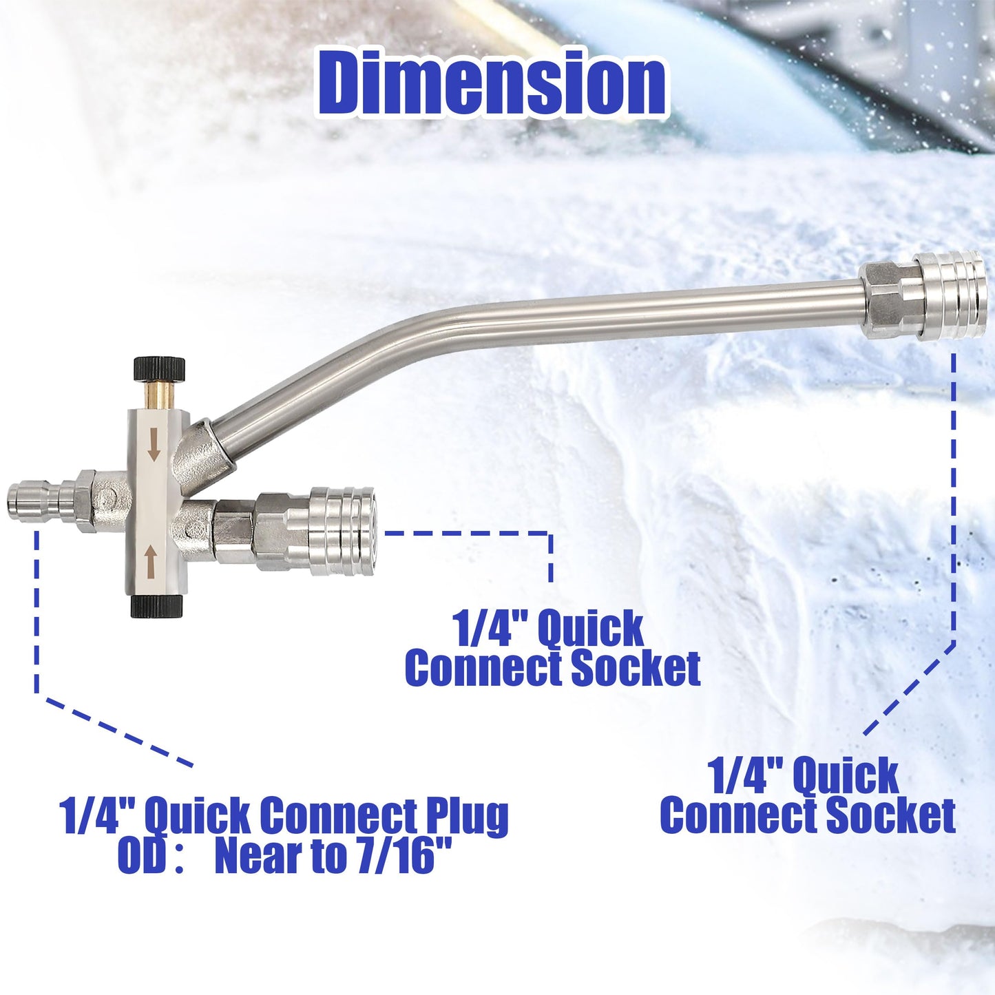 Tool Daily Foam Cannon Dual-Connector Accessory, Pressure Washer Double Tip Attachment for Soap Cannon, 5 Pressure Washer Sprayer Nozzles, 1/4" Quick