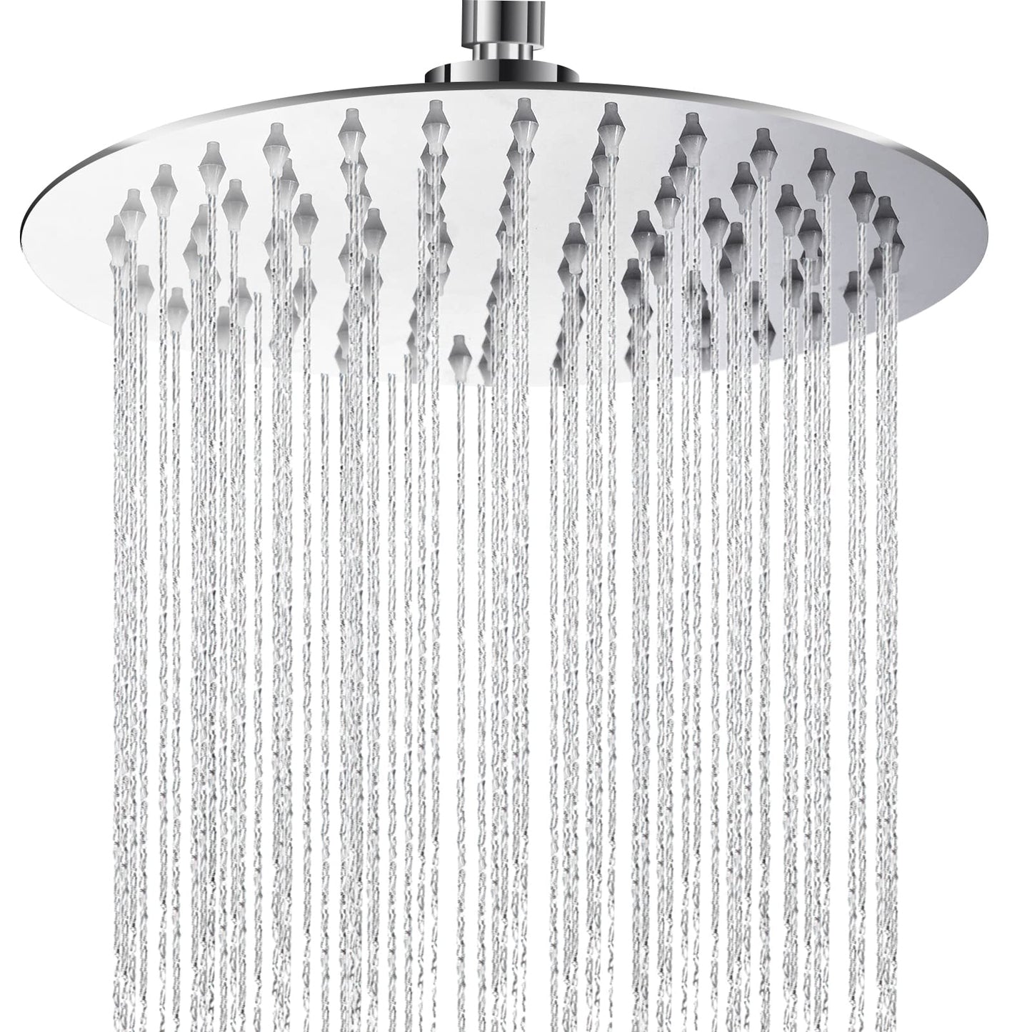 Yapwiki Rain Shower Head, 8 Inch High Pressure Rainfall Shower Head, 304 Stainless Steel Round Waterfall Shower Heads, Ultra-Thin Chrome Fixed