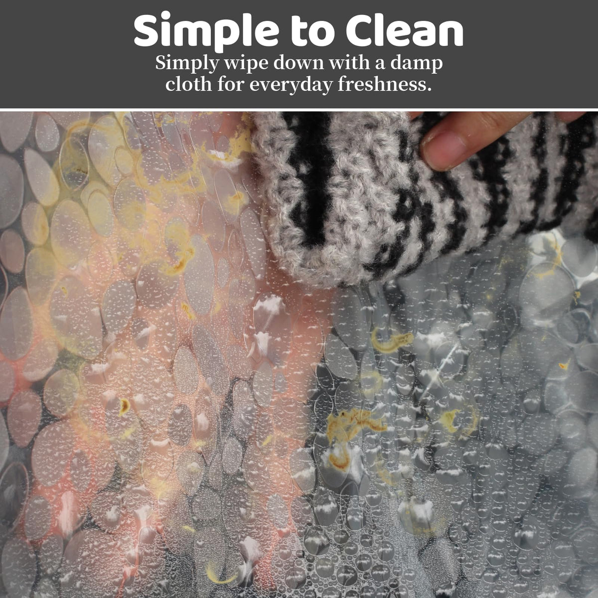 JRJRN Semi Transparent Shower Curtain 180 X 200 Cm, Peva Mould Proof Liner