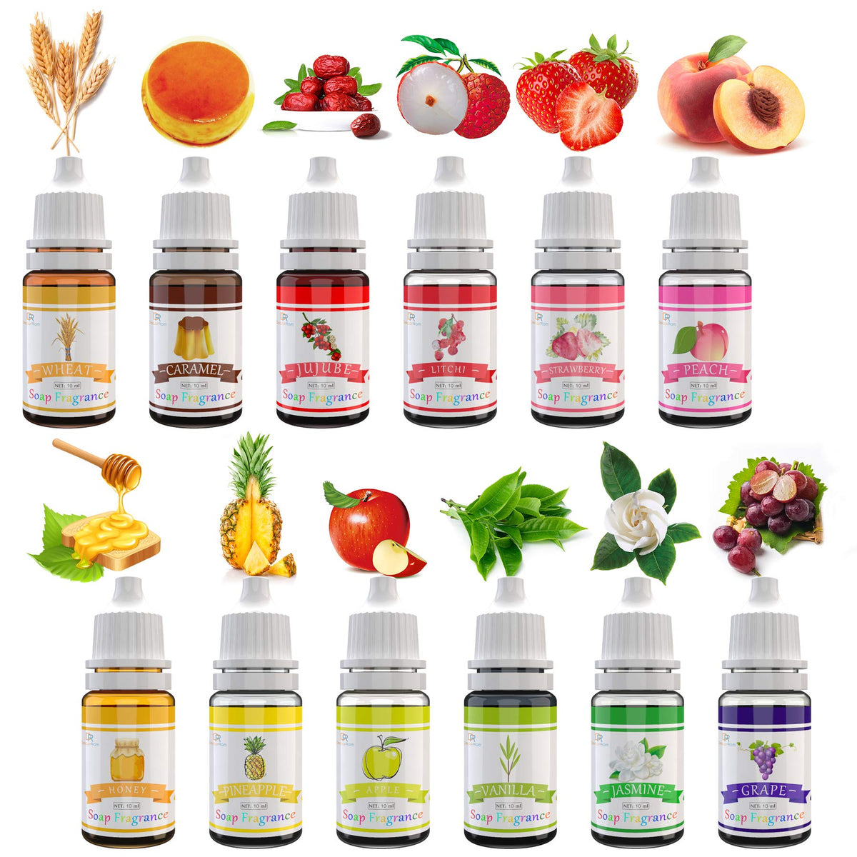 Soap Fragrance Oil - 12 Liquid Soap Scents Set for Bath Bomb Making, Soap Making Supplies - Concentrated Food Grade Soap Flavour Bath Bomb Scents for