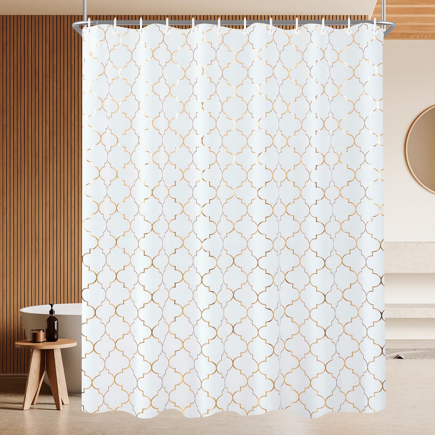 Lerores Shower Curtain 180 x 200 cm Phnom Penh Flowers, Weighted Hem, Anti-Mould, Water-Repellent, Washable Polyester Bath Curtains with 12 Eyelets
