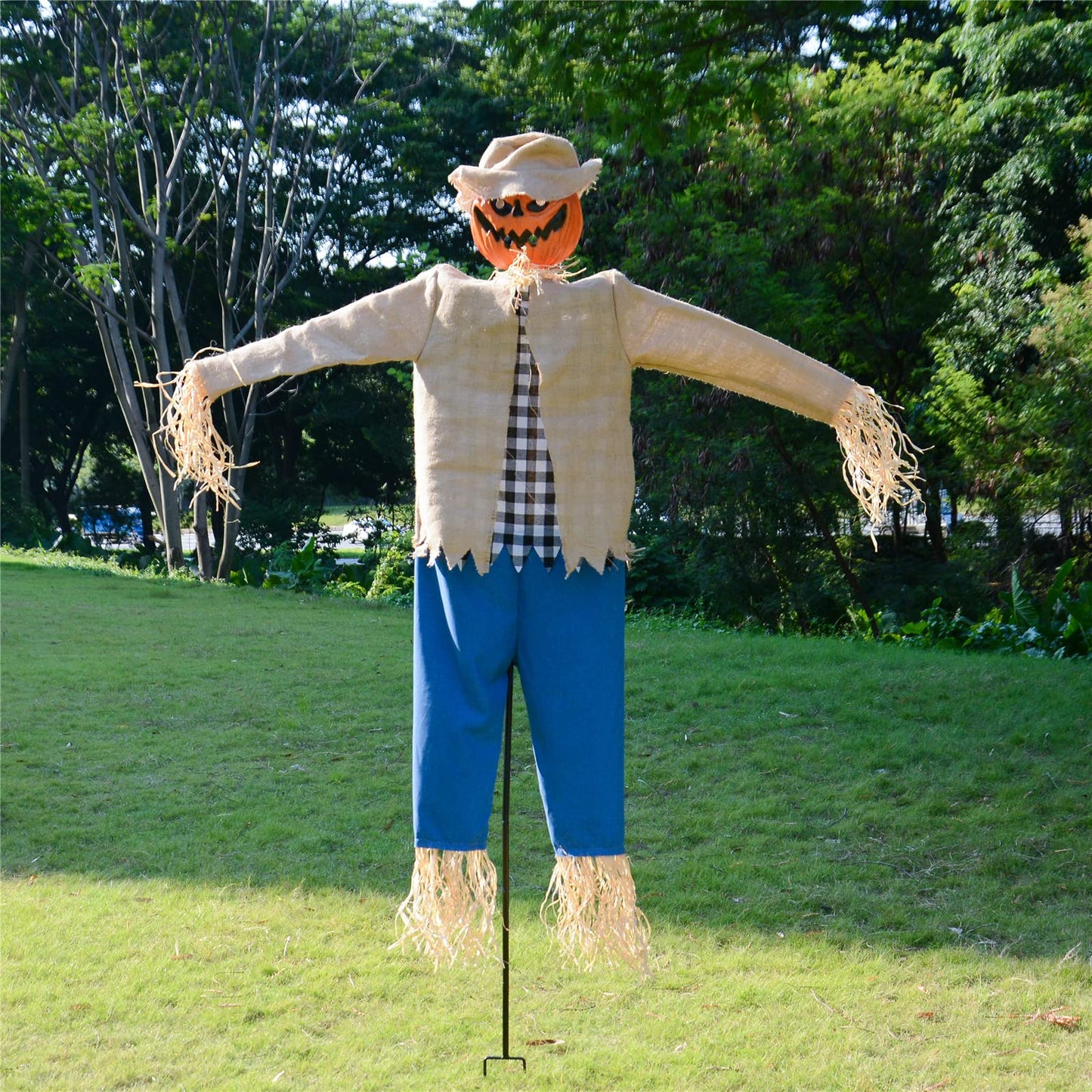 LarpGears Halloween 7.5 Feet Height Pumpkin Scary Scarecrow Ghost Decorations for Outdoor with Metal Stand Scarecrow Ghost Decor Flying Halloween