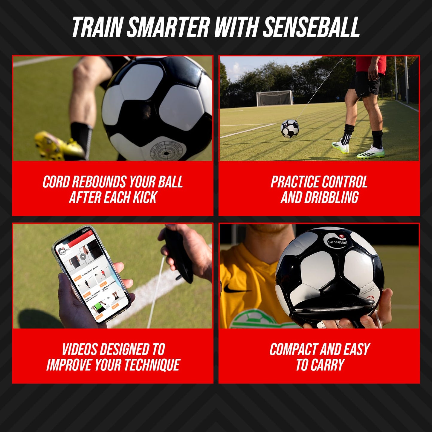SenseBall Smart Football - Training Equipment for Kids and Adults - Trainer App with Exercises & Routines - Football Presents