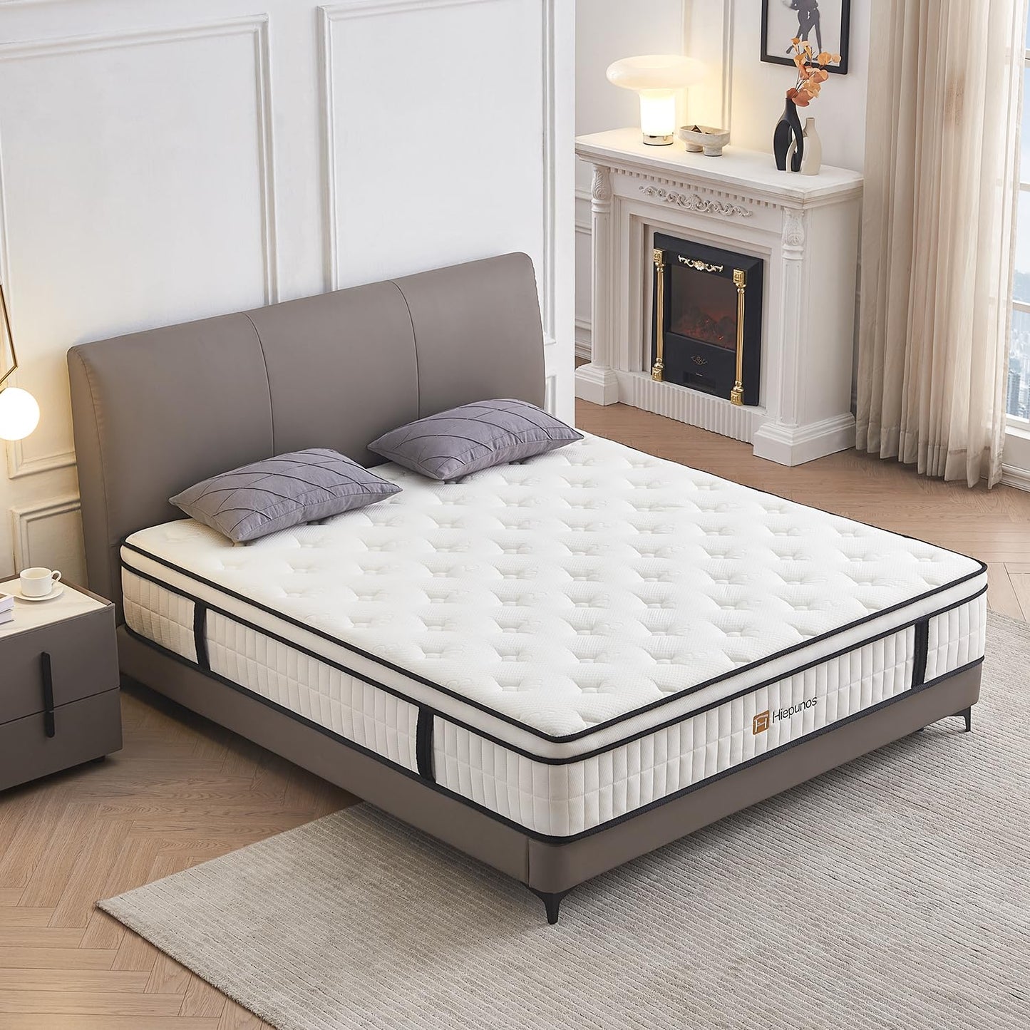 Hiepunos 5FT King Size Mattress, 10.2 INCH King Memory Foam Sprung Mattress Medium Firm,Comfortable Sleep for Back Pain Relief and Heavy