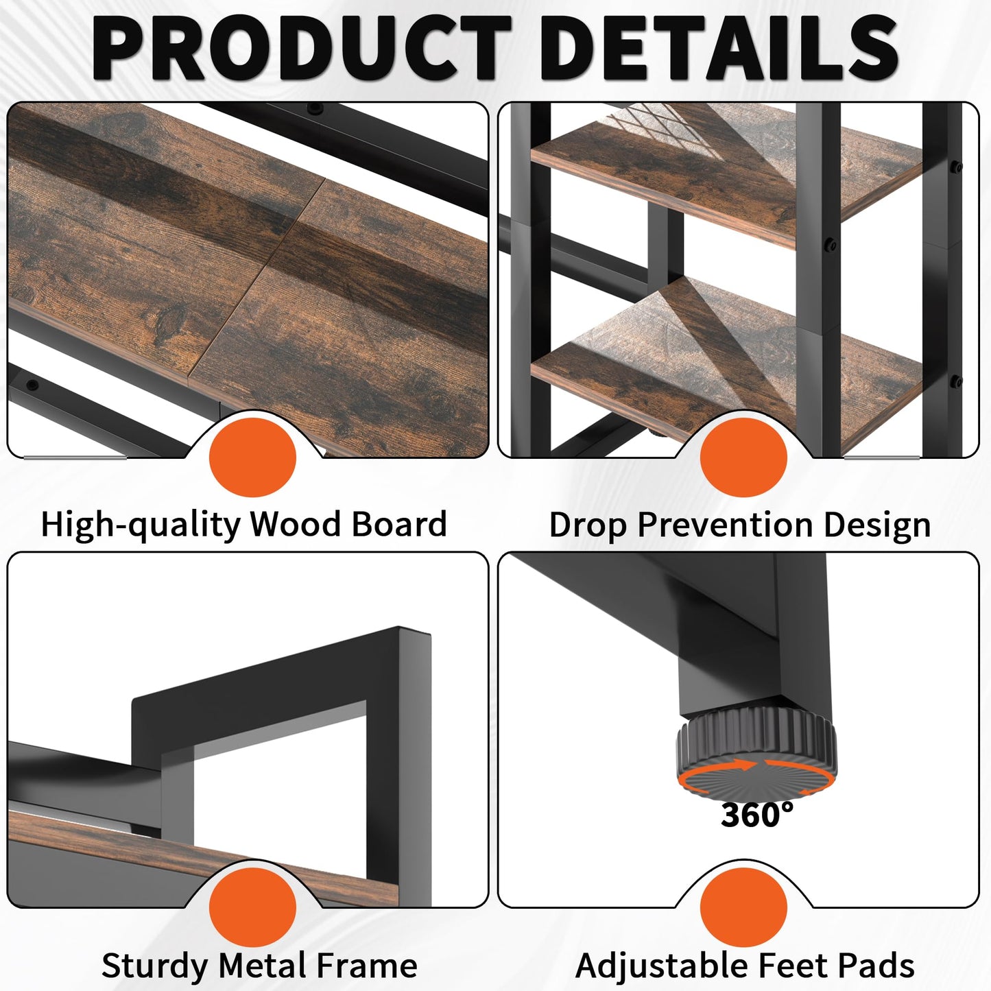 LASUK Desktop Bookshelf for Computer Monitor, 32.3'', Rustic Brown