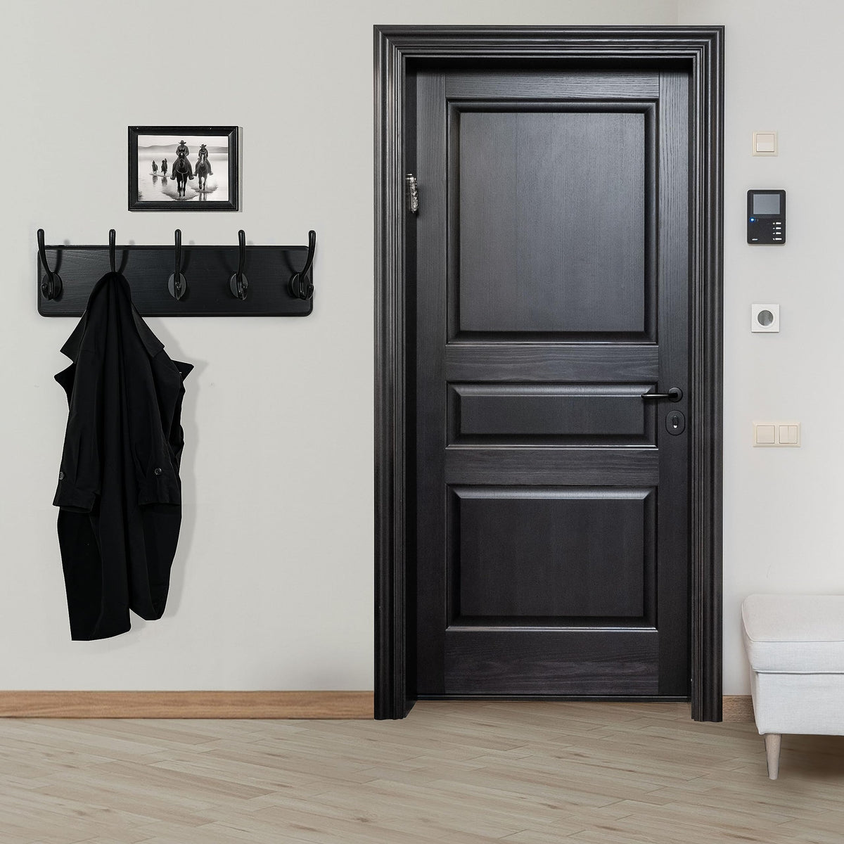 WEBI Coat Rack Wall Mounted,Coat Hooks Wall Mounted,16 Hole to Hole,Large Coat Hanger Wall Hook Rack,5 Hooks for Hanging
