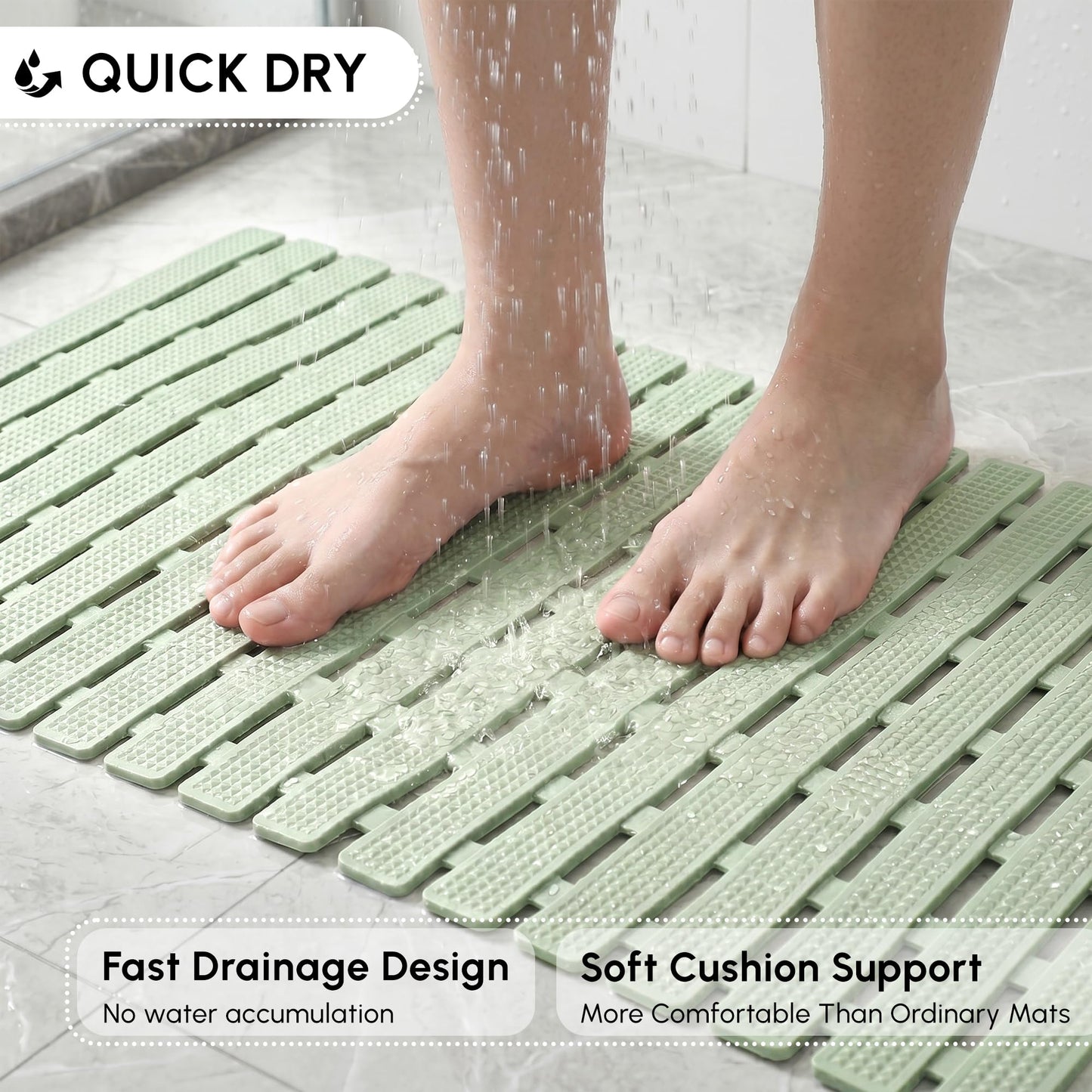 WELTRXE Bath Mat Non Slip Anti Mould, 70 x 40cm Anti Slip Bath Mat for Tub, Super Soft Bathtub Mat