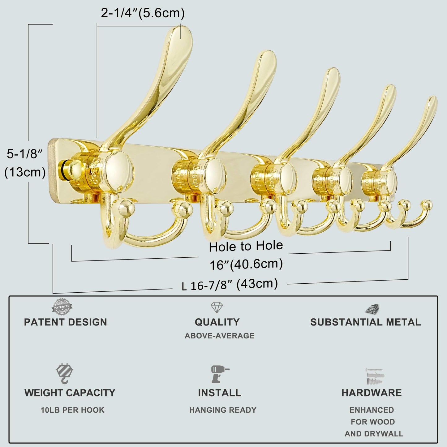 Dseap Coat Rack Wall Mount, Heavy Duty 2.5mm Base vs Flimsy 1mm, Double-Thick Solid Anti-Snap Hooks