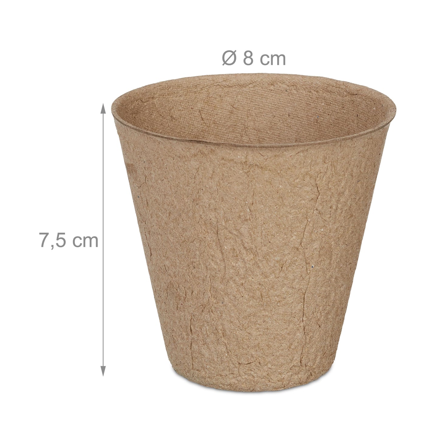 Relaxdays Set of 120 Biodegradable Cellulose Cultivation Pots H x D 7.5 x 8 cm Round Propagators Small Natural