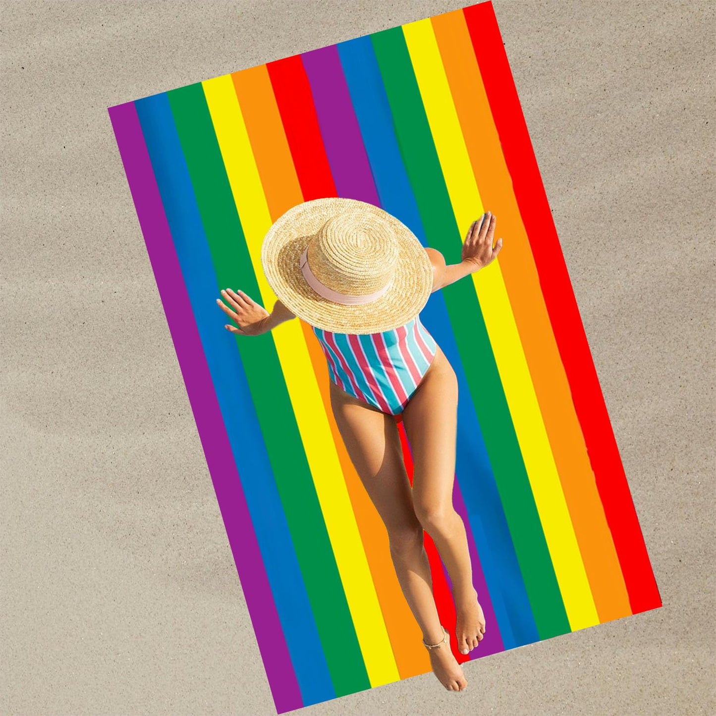Large Thin Microfibre Beach Towel with Bag for Adult Men Women,160x90cm Rainbow Beach Towels Quick Dry Sand Free Lightweight Swim Bath Towel for