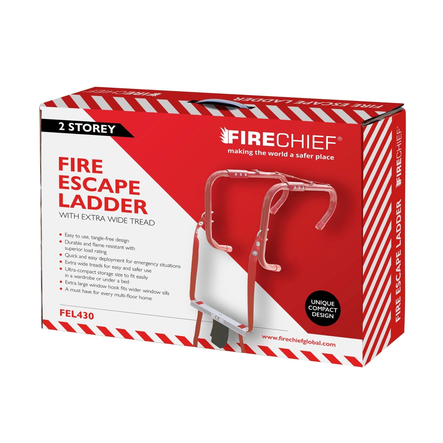 2 Storey Fire Escape Ladder ??14.1ft 4.30m Long - 300mm Wide Foot Hold