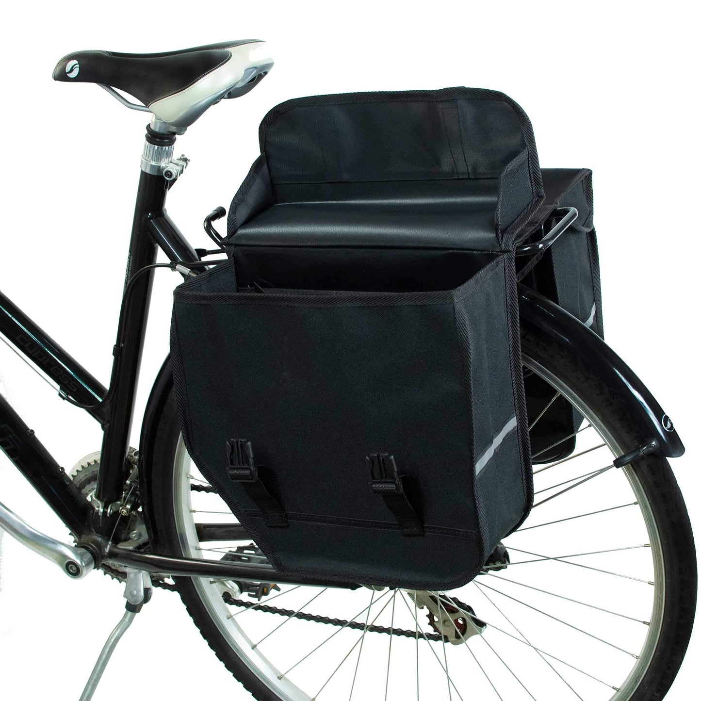 BikyBag Model M - Bicycle Double Panniers - Bike Bicycle Cycle Bag for Rear Rack (Black)