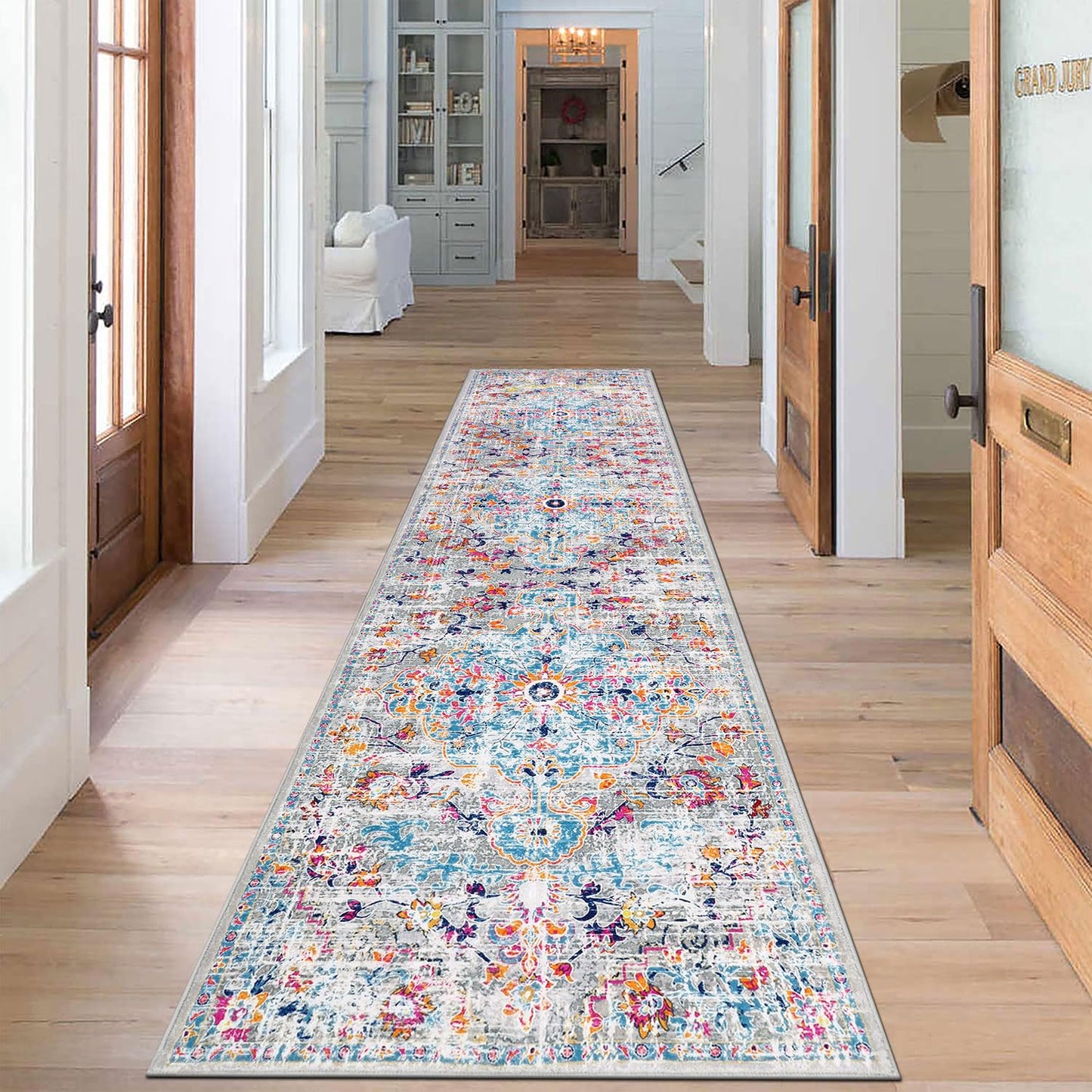SHACOS Runner Rug for Hallways 60x240cm Modern Hall Rug Runners Non Slip Washable Carpet Runner for Kitchen Soft Bedroom Rug Low Pile Runner Rug for