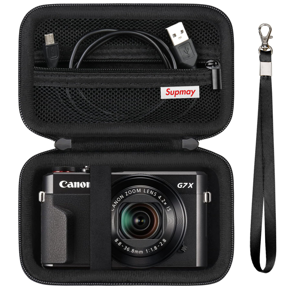 Supmay Hard Travel Case for Canon Powershot G7 X Mark II/ G7 X Mark III Digital Camera, Protective Storage Bag with Zipper Mesh Pocket for Battery