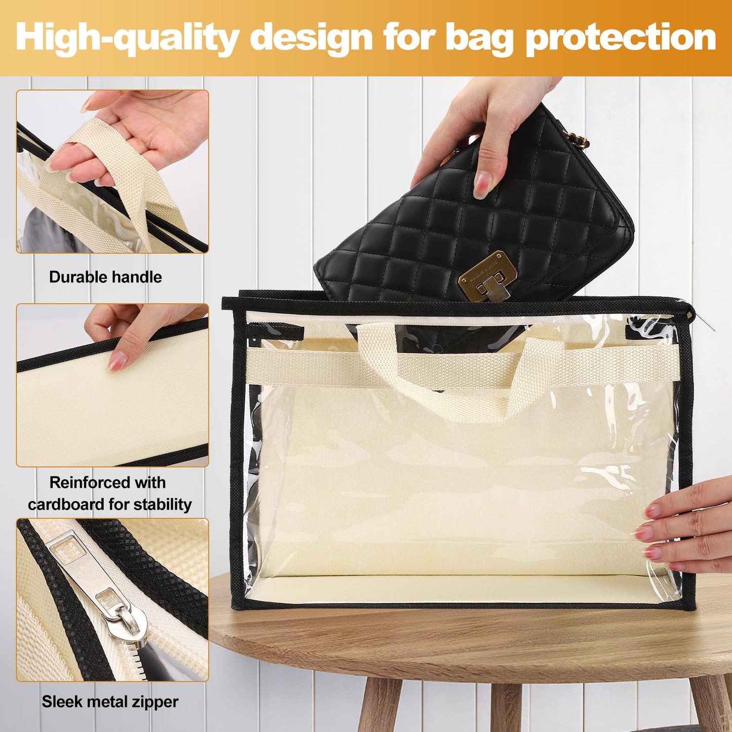 Incisite 5 Pack Dust Bags for Handbags, Large, Beige