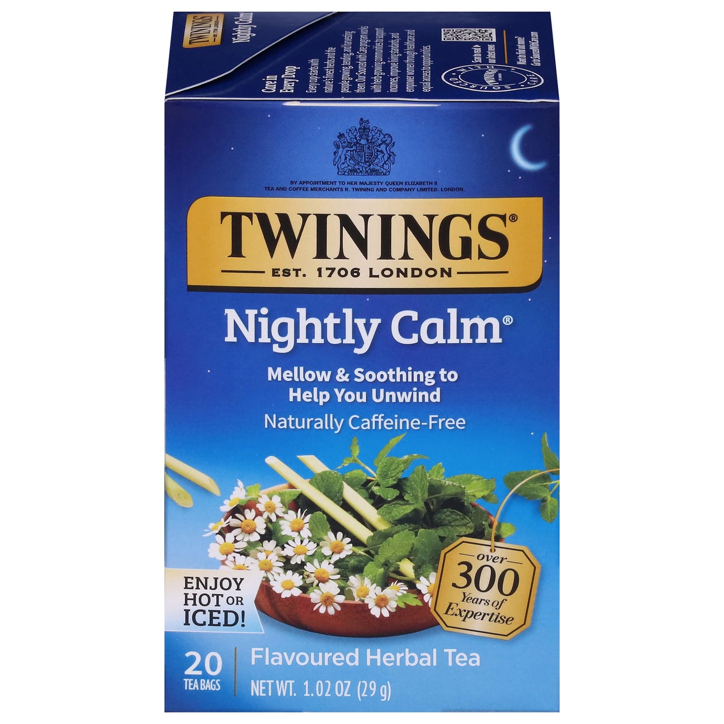 Twinings, Herbal Tea, Bedtime Blend, Naturally Caffeine Free, 20 Tea Bags, 1.02 oz (29g)