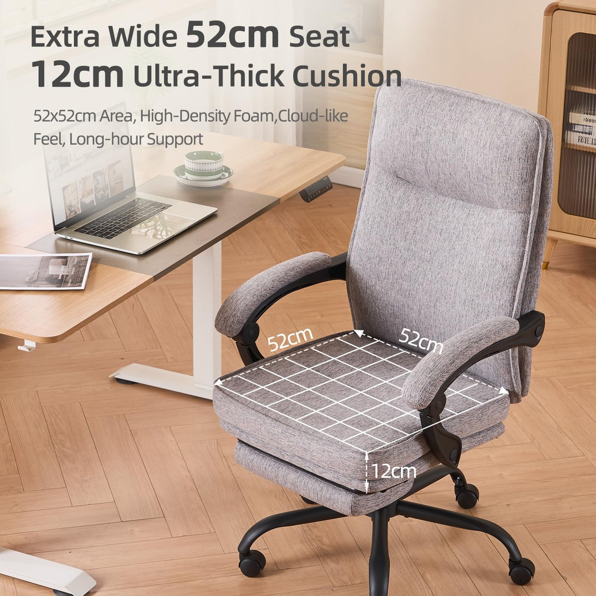 MZLEE Office Chairs for Home, Ergonomic Office Chair with Footrest, 90-135° Recline