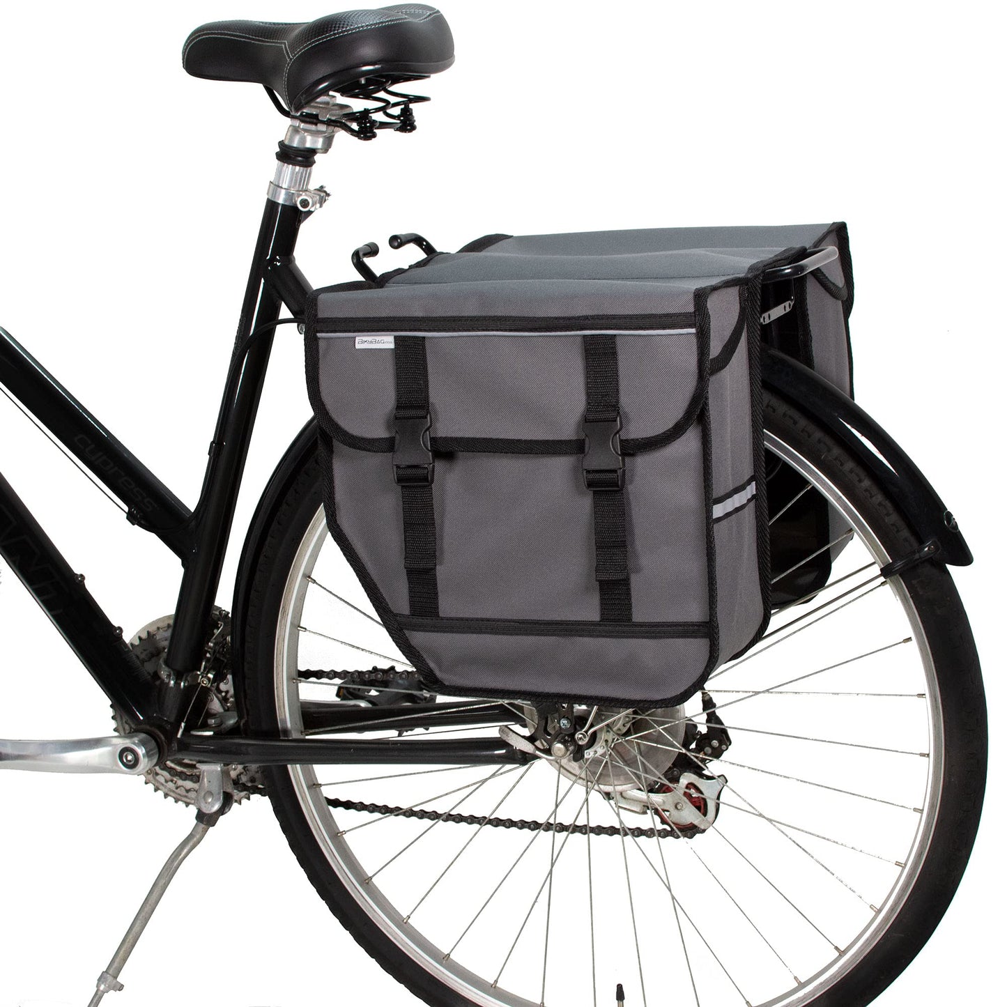 BikyBag Model M - Bicycle Double Panniers - Bike Bicycle Cycle Bag for Rear Rack (Grey)