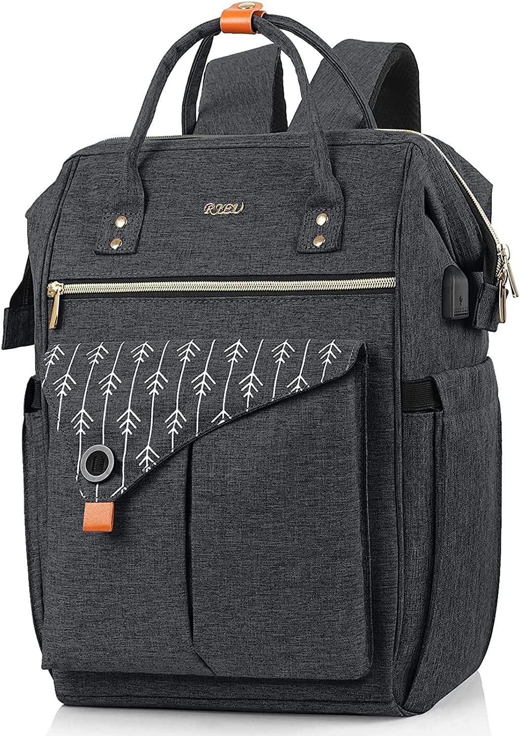 RJEU Backpack Womens, Waterproof School Backpack Gifts, Laptop Rucksack for Women with USB Charging Port Fits 15.6 Inch, Anti Theft College School Bag