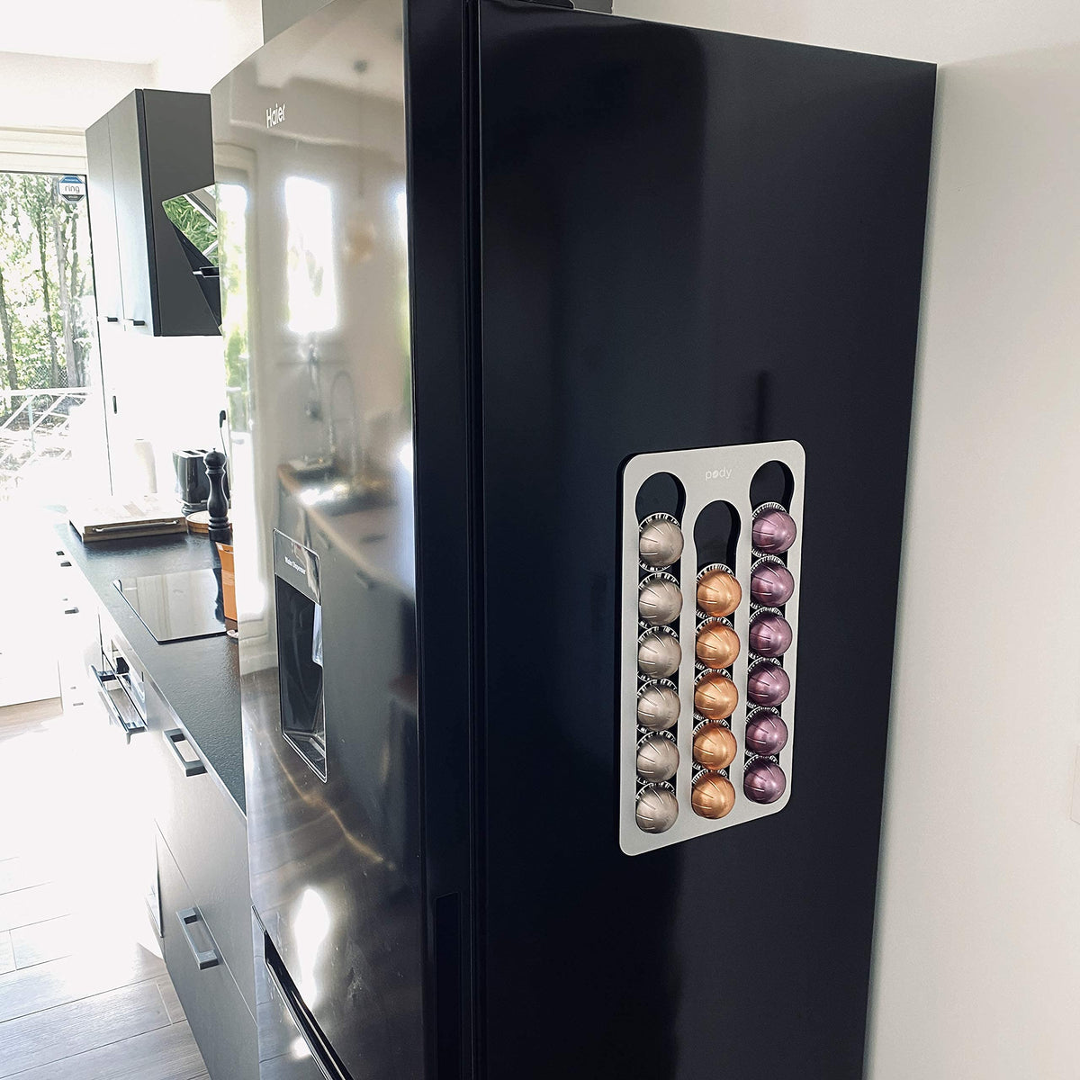 PODY? ? Holder for capsules, coffee pods ? Magnetic ? Nespresso Vertuo compatible ? Aluminium composite silver