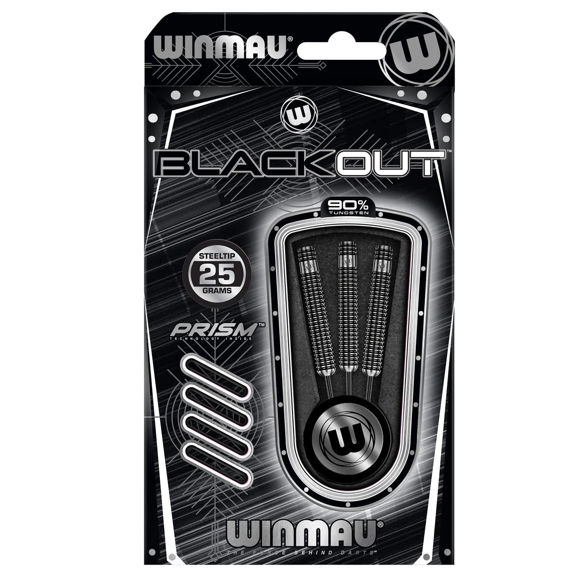 WINMAU Blackout 25 Gram Tungsten Darts Set with Flights and Shafts (Stems)