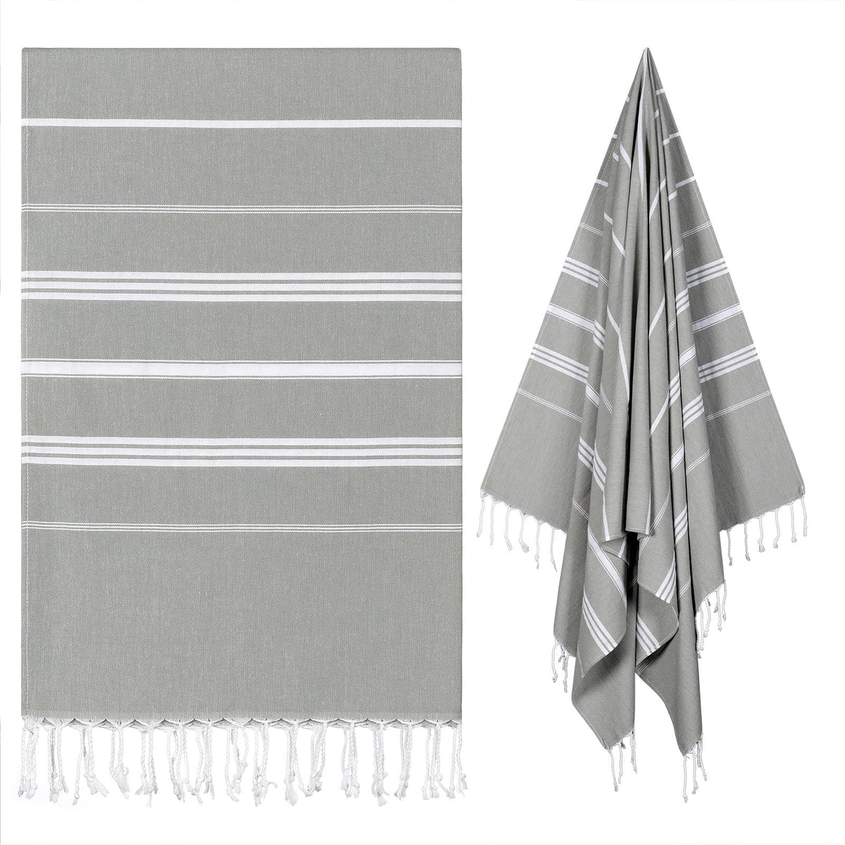 Ouxiaobai Turkish Beach Towel Oversized - 40"x70" Quick Dry Sand Free Thin Beach Towels for Adults, Extra Large Lightweigh Travel Towel(Grey)